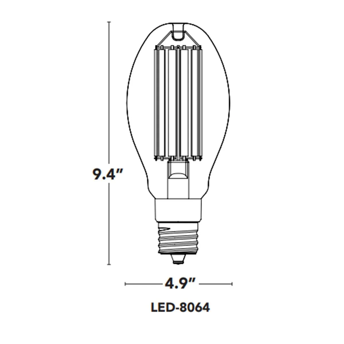 Filament Retrofit LED Bulb ED37, 54W, 10000lm, 5000K, 320W Equal, EX39 Mogul Base, 120-277V