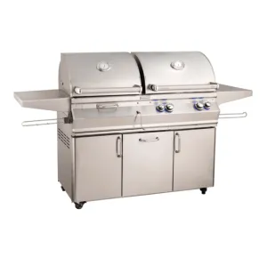 Fire Magic Aurora A830s 46-Inch Natural Gas and Charcoal Freestanding Dual Grill w/ 1 Sear Burner, Backburner, Rotisserie Kit and Analog Thermometer - A830S-8LAN-61-CB