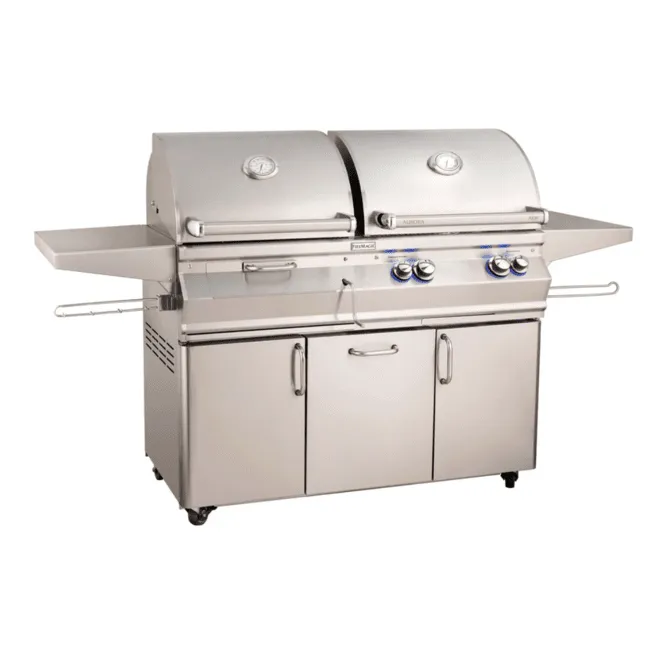 Fire Magic Aurora A830s 46-Inch Natural Gas and Charcoal Freestanding Dual Grill w/ Backburner, Rotisserie Kit and Analog Thermometer - A830S-8EAN-61-CB