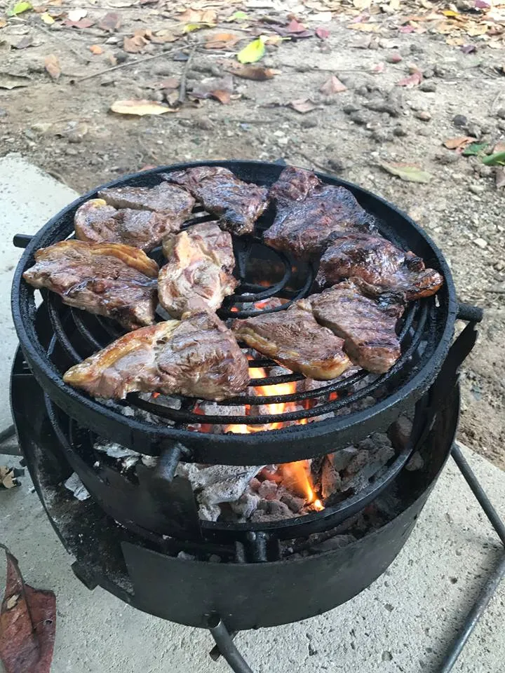 Fire Pit Folding with Drop in Grill, Hot Plate & Hook