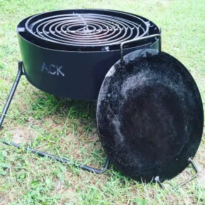 Fire Pit Folding with Drop in Grill, Hot Plate & Hook