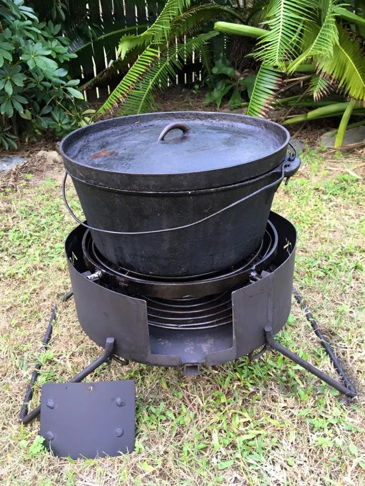 Fire Pit Folding with Drop in Grill, Hot Plate & Hook