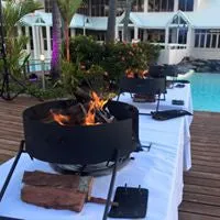 Fire Pit Folding with Drop in Grill, Hot Plate & Hook