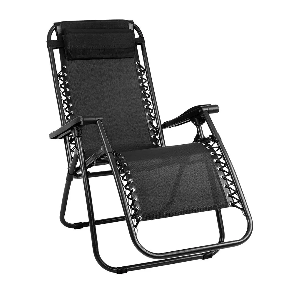 Gardeon Zero Gravity Chair Folding Outdoor Recliner Adjustable Sun Lounge Camping Black