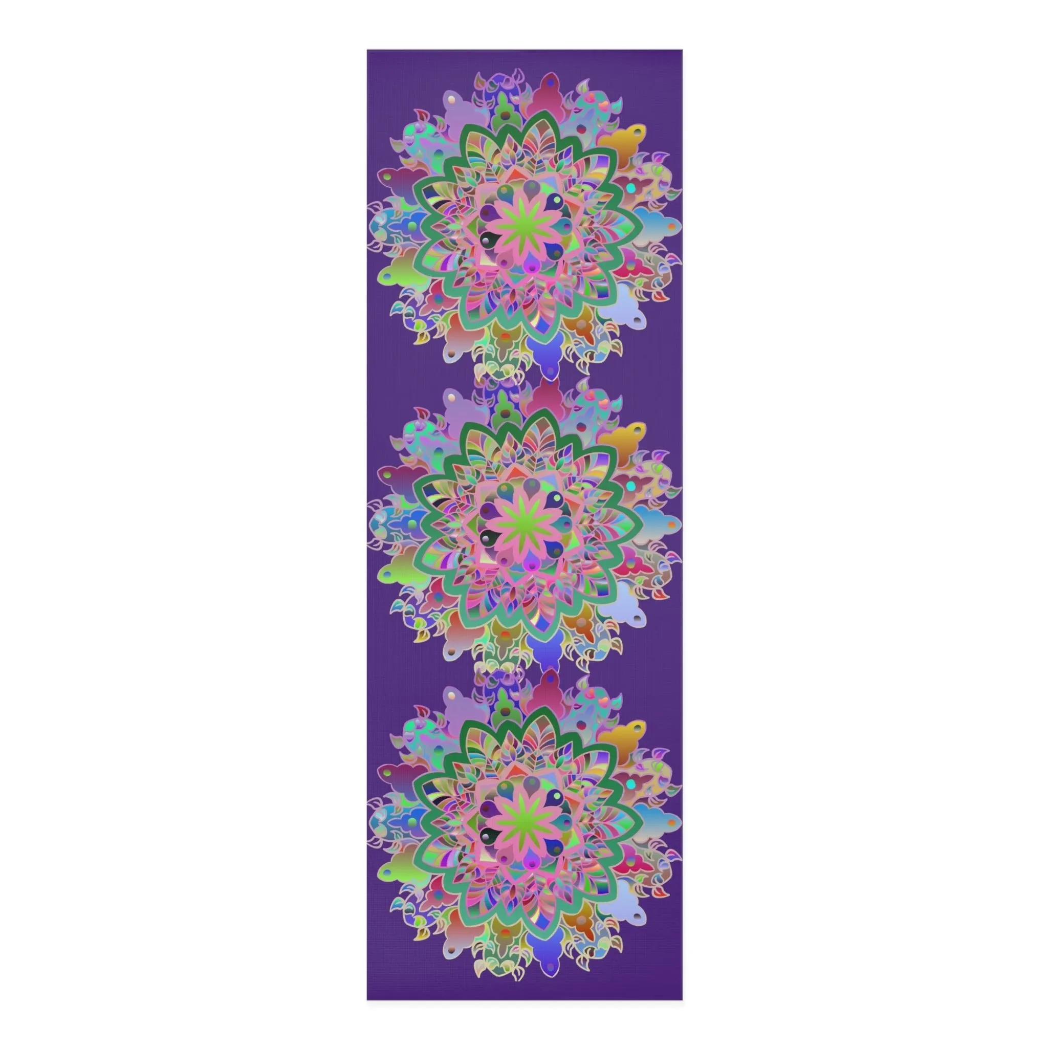 Hand-Drawn Purple Mandala Yoga Mat - 24"x72" (Mandala Design)