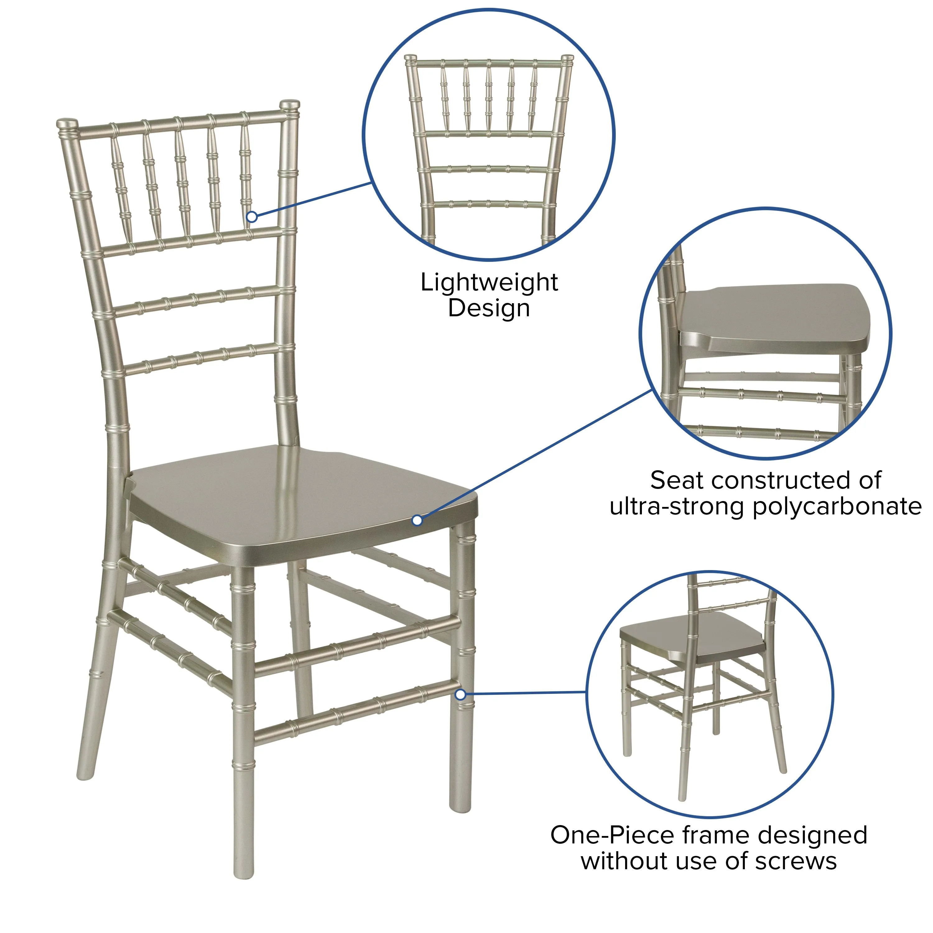 HERCULES PREMIUM Series Resin Stacking Chiavari Chair with Free Cushion