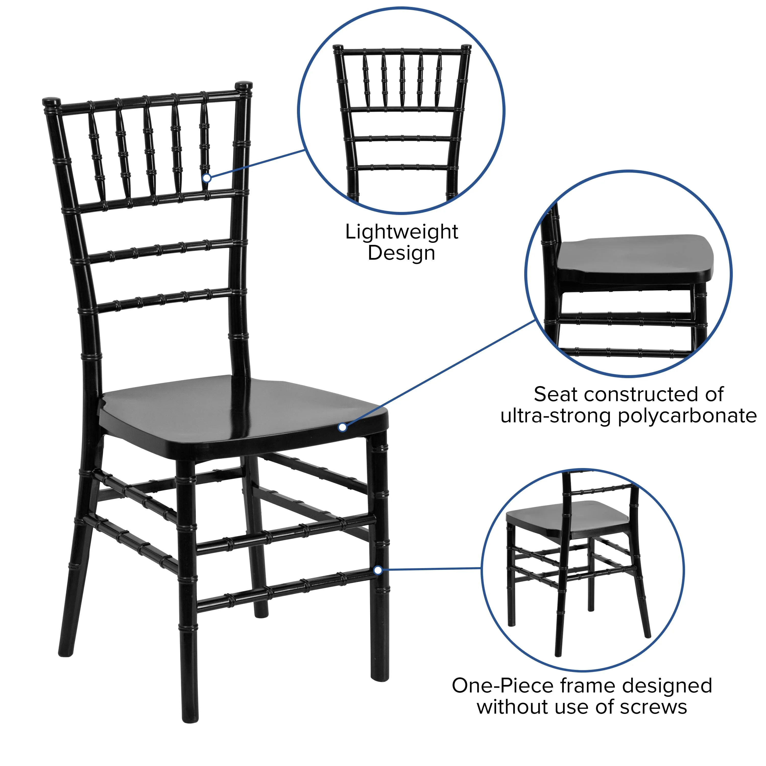 HERCULES PREMIUM Series Resin Stacking Chiavari Chair with Free Cushion