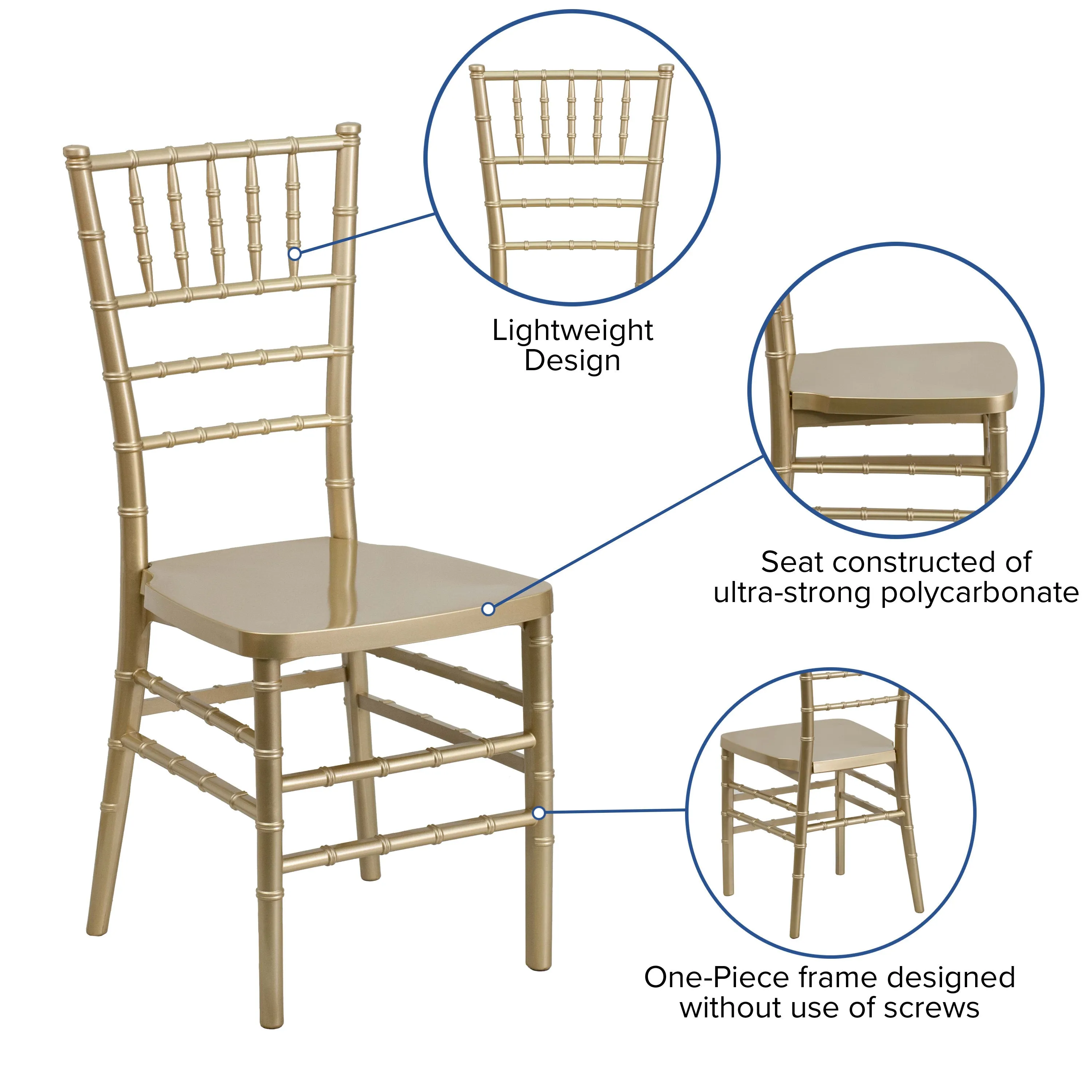 HERCULES PREMIUM Series Resin Stacking Chiavari Chair with Free Cushion