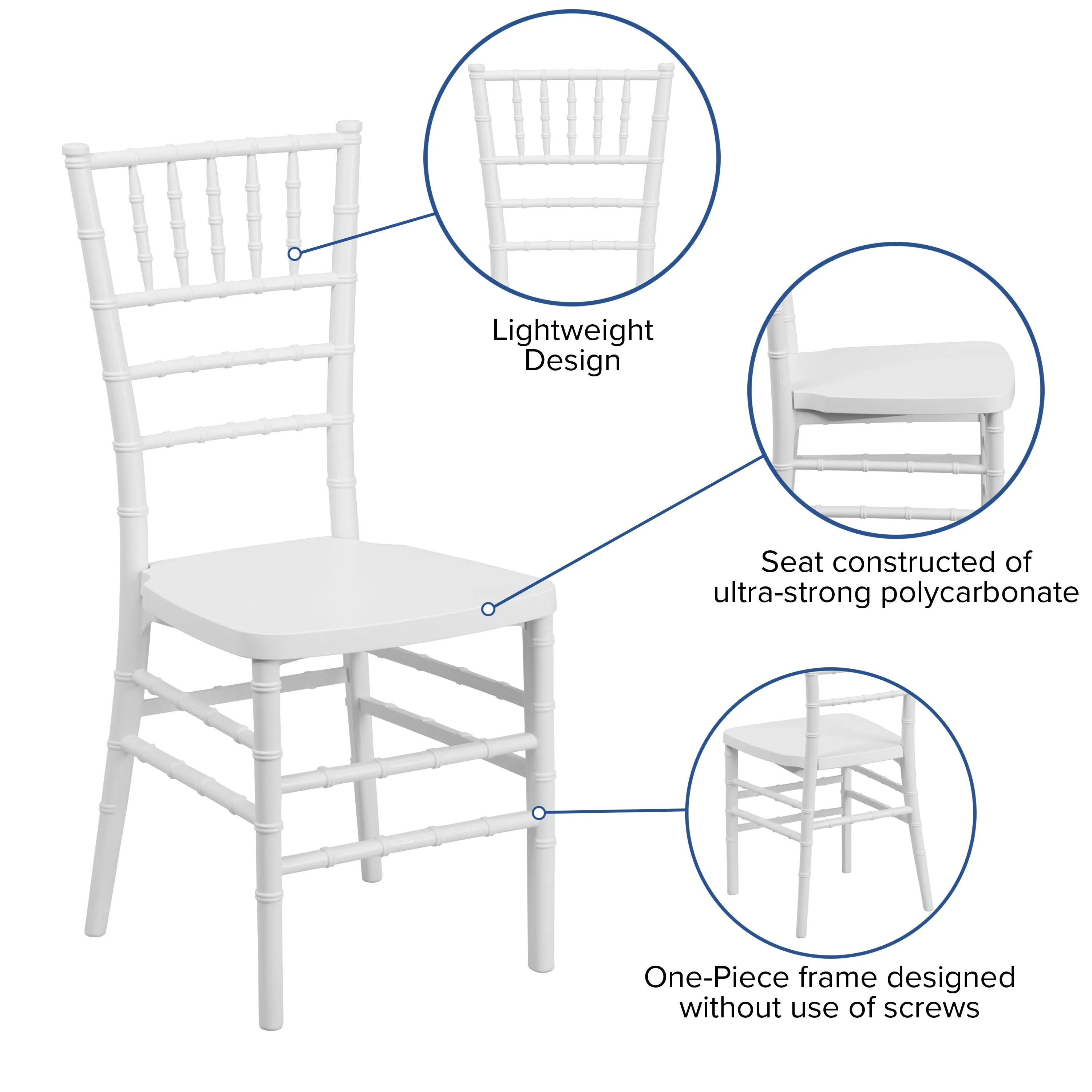 HERCULES PREMIUM Series Resin Stacking Chiavari Chair with Free Cushion