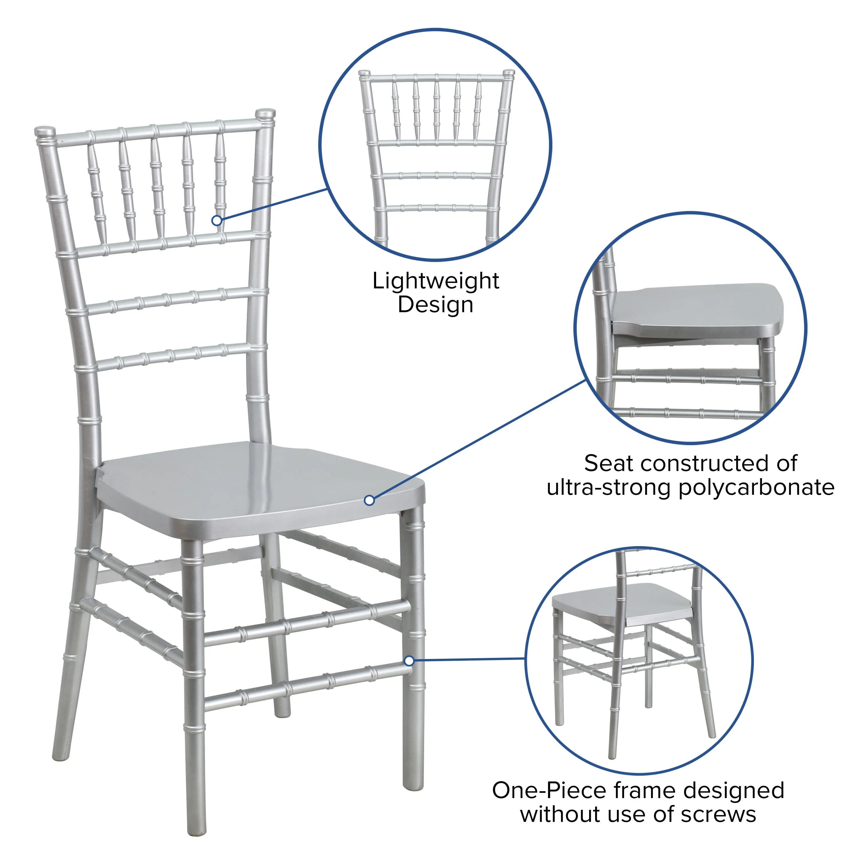 HERCULES PREMIUM Series Resin Stacking Chiavari Chair with Free Cushion