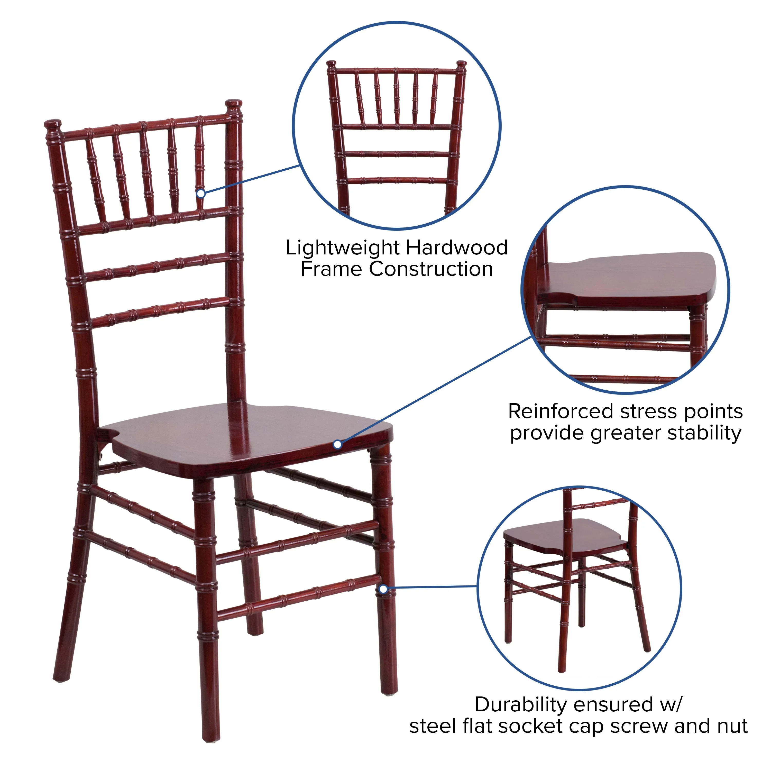 HERCULES Series Wood Chiavari Chair with Free Cushion