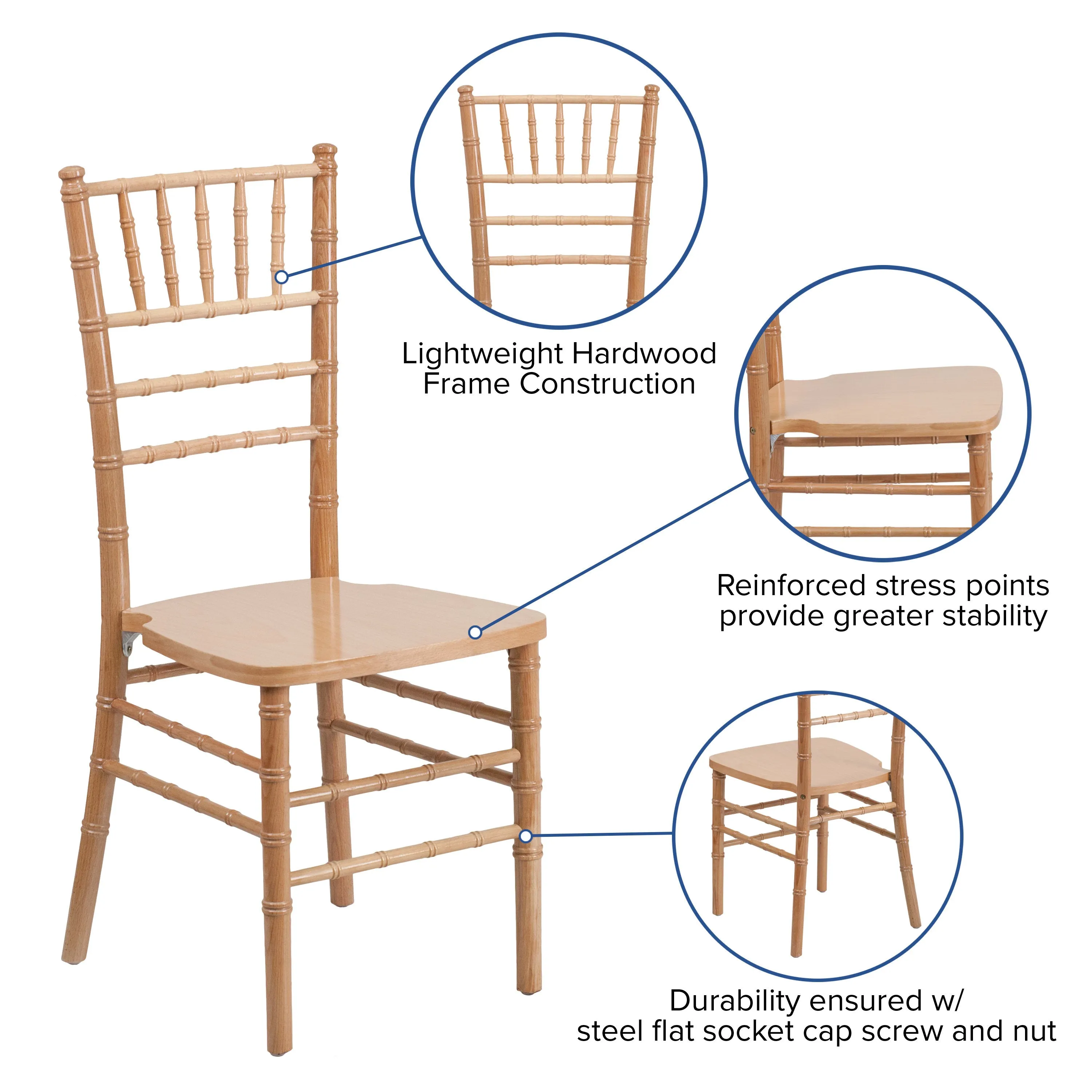 HERCULES Series Wood Chiavari Chair with Free Cushion