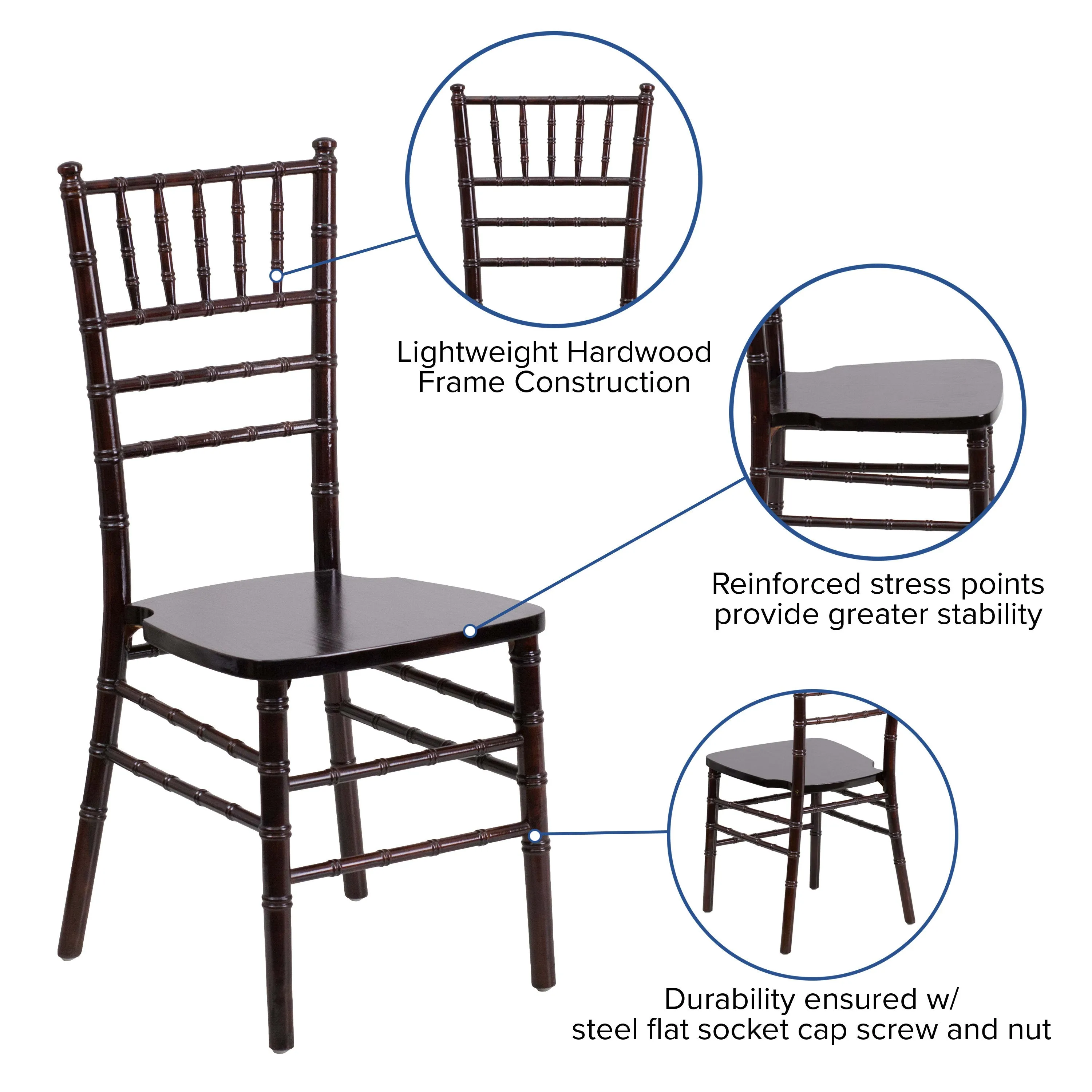 HERCULES Series Wood Chiavari Chair with Free Cushion