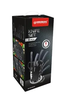 Herzberg 8 Pieces Knife Set with Acrylic Stand-Carbon