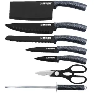 Herzberg 8 Pieces Knife Set with Acrylic Stand-Carbon