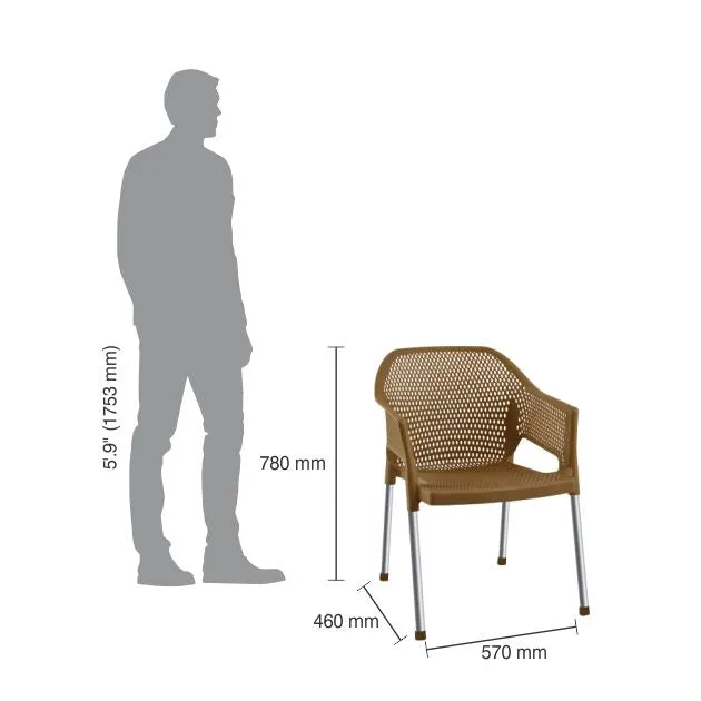 Italica 1209 Plasteel Monoblock With Arm & Steel Leg Chair