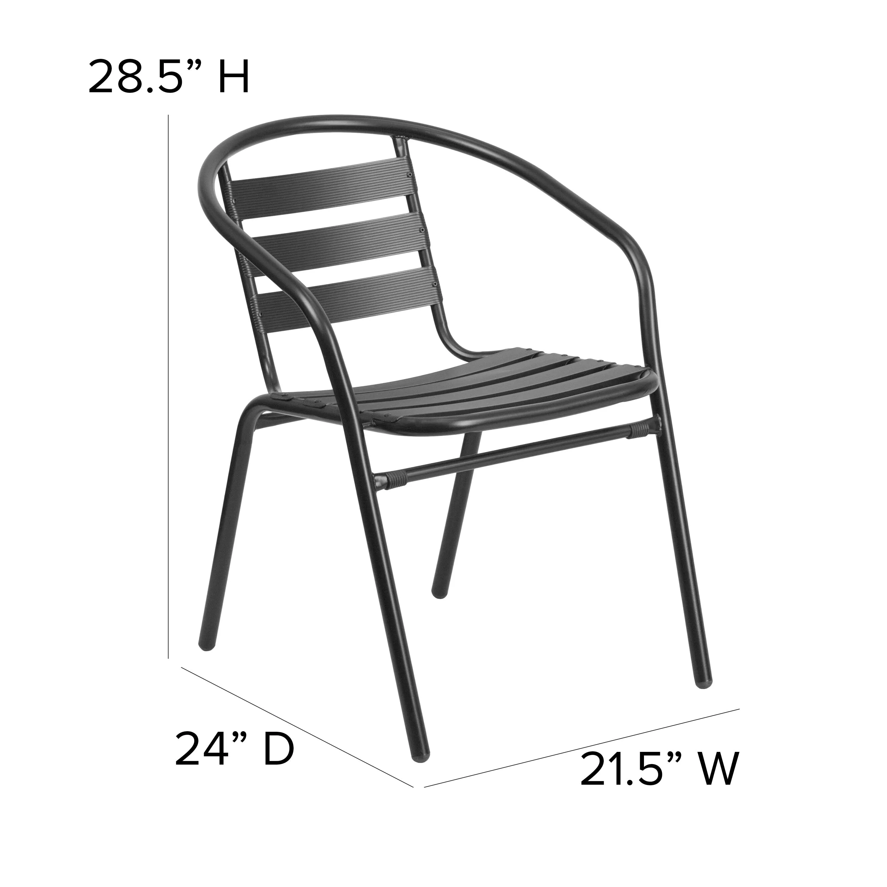 Lila 27.5'' Square Aluminum Indoor-Outdoor Table Set with 2 Slat Back Chairs