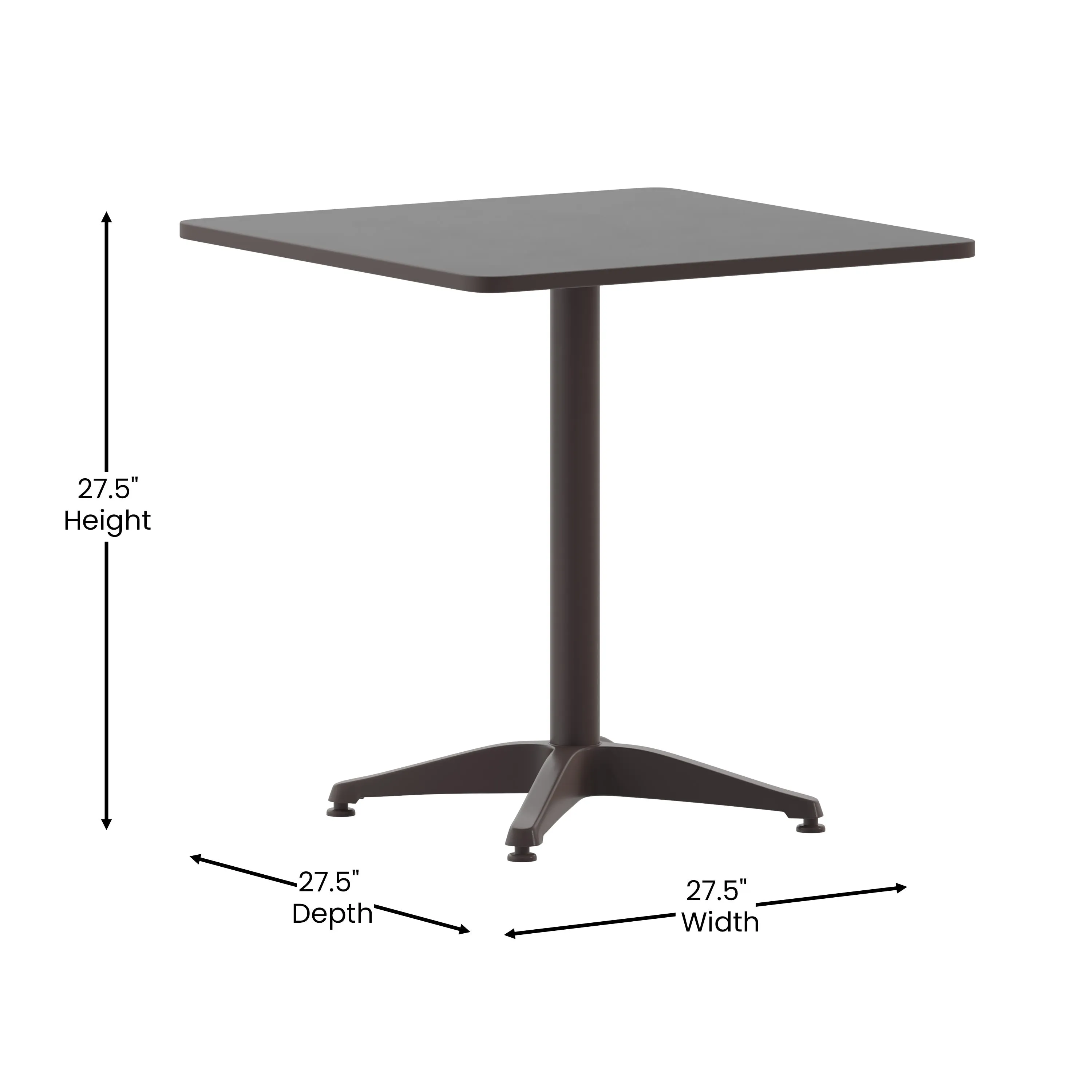 Lila 27.5'' Square Aluminum Indoor-Outdoor Table Set with 2 Slat Back Chairs