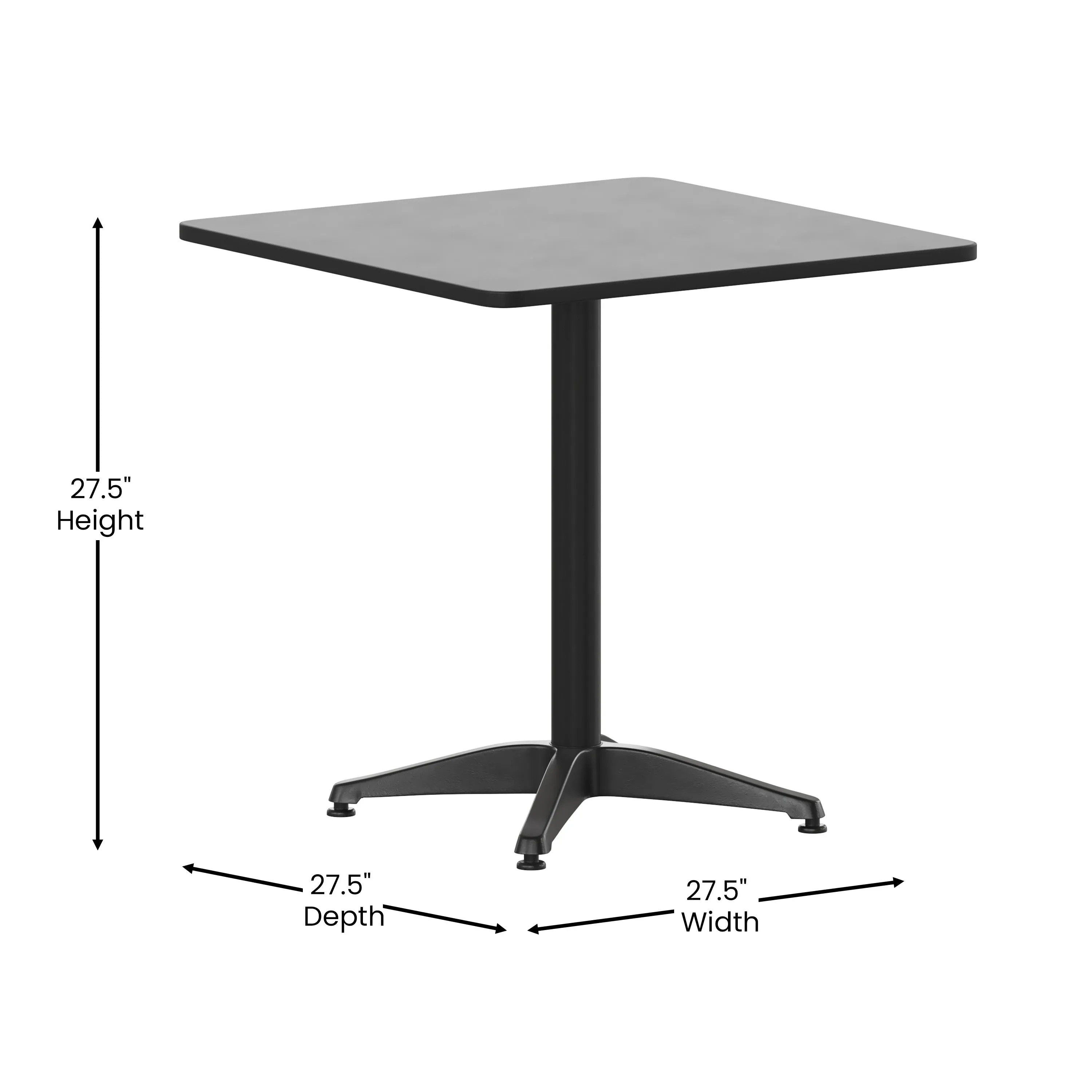 Lila 27.5'' Square Aluminum Indoor-Outdoor Table Set with 2 Slat Back Chairs