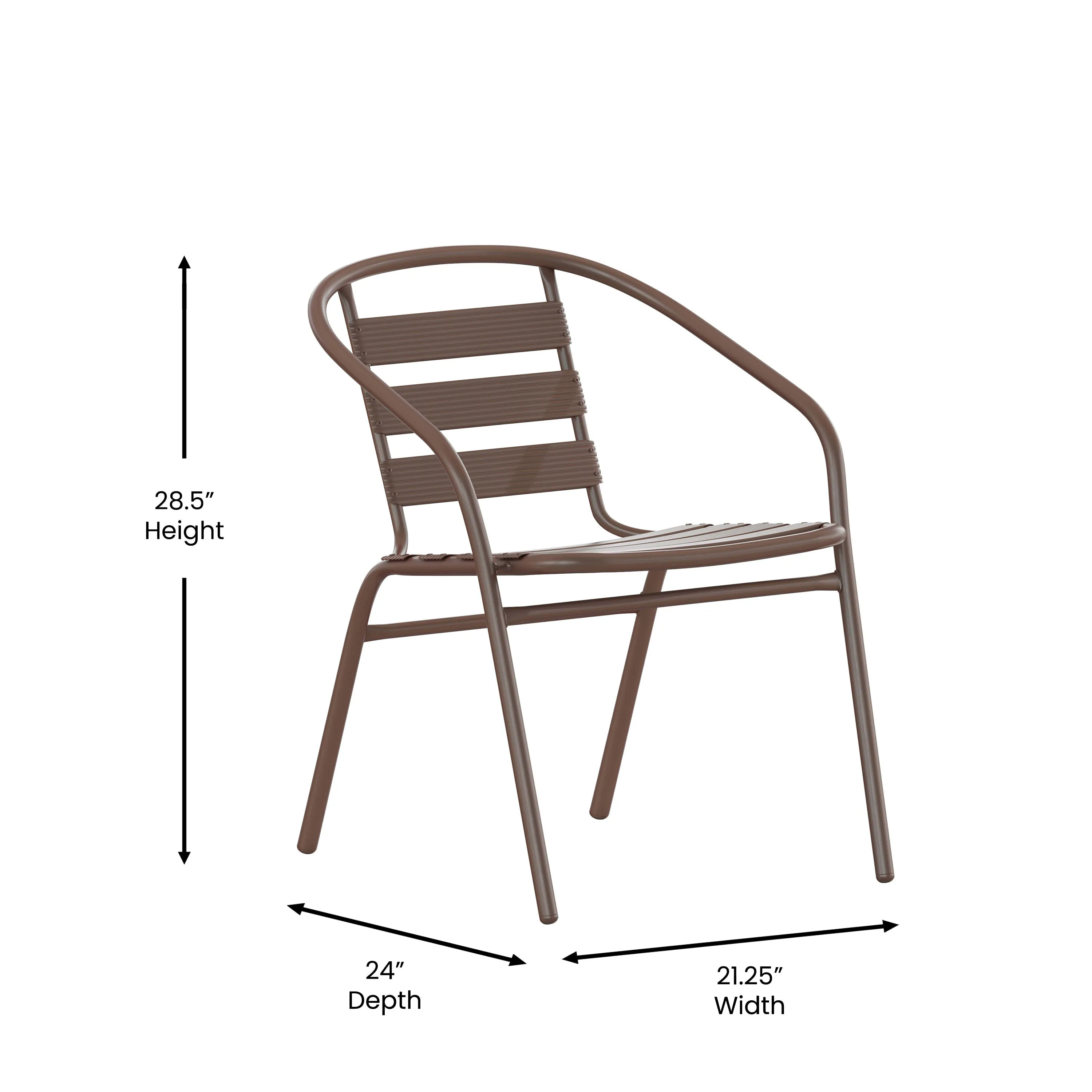 Lila 27.5'' Square Aluminum Indoor-Outdoor Table Set with 2 Slat Back Chairs