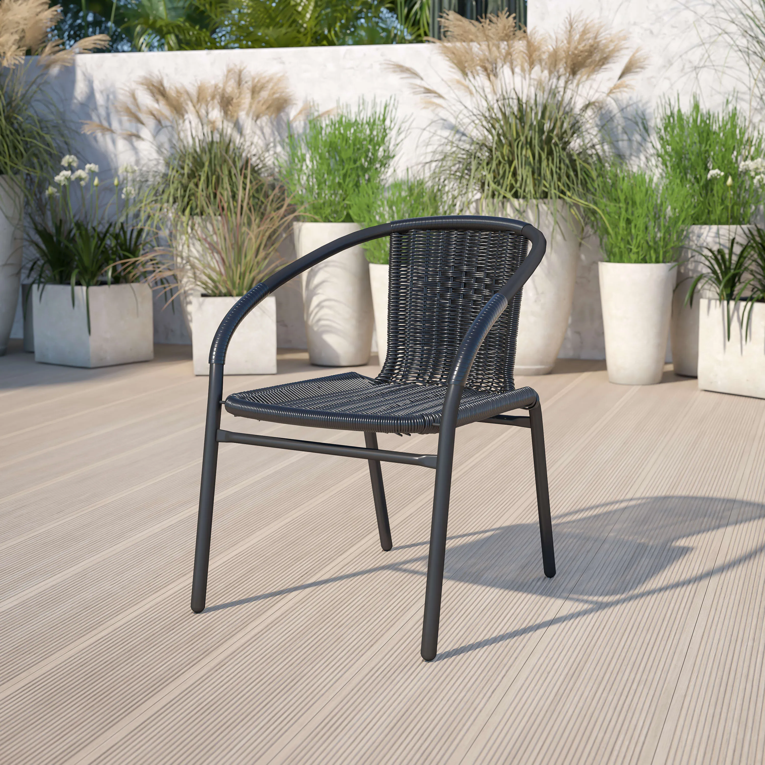 Lila Rattan Indoor-Outdoor Restaurant Stack Chair