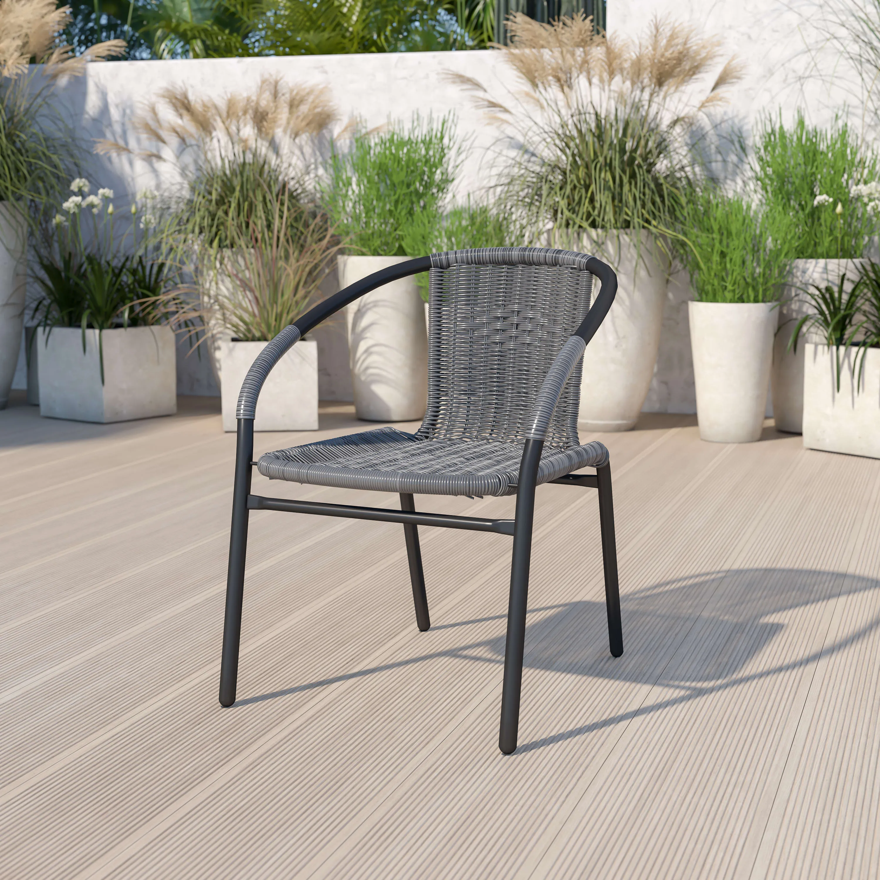 Lila Rattan Indoor-Outdoor Restaurant Stack Chair