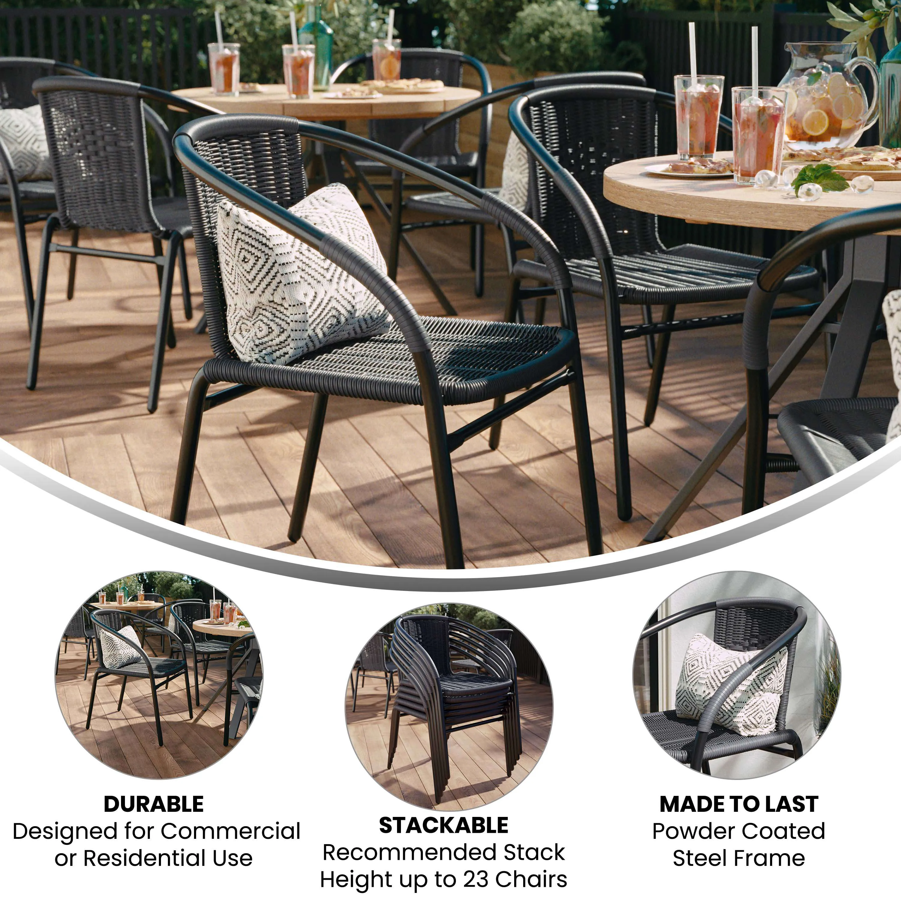 Lila Rattan Indoor-Outdoor Restaurant Stack Chair