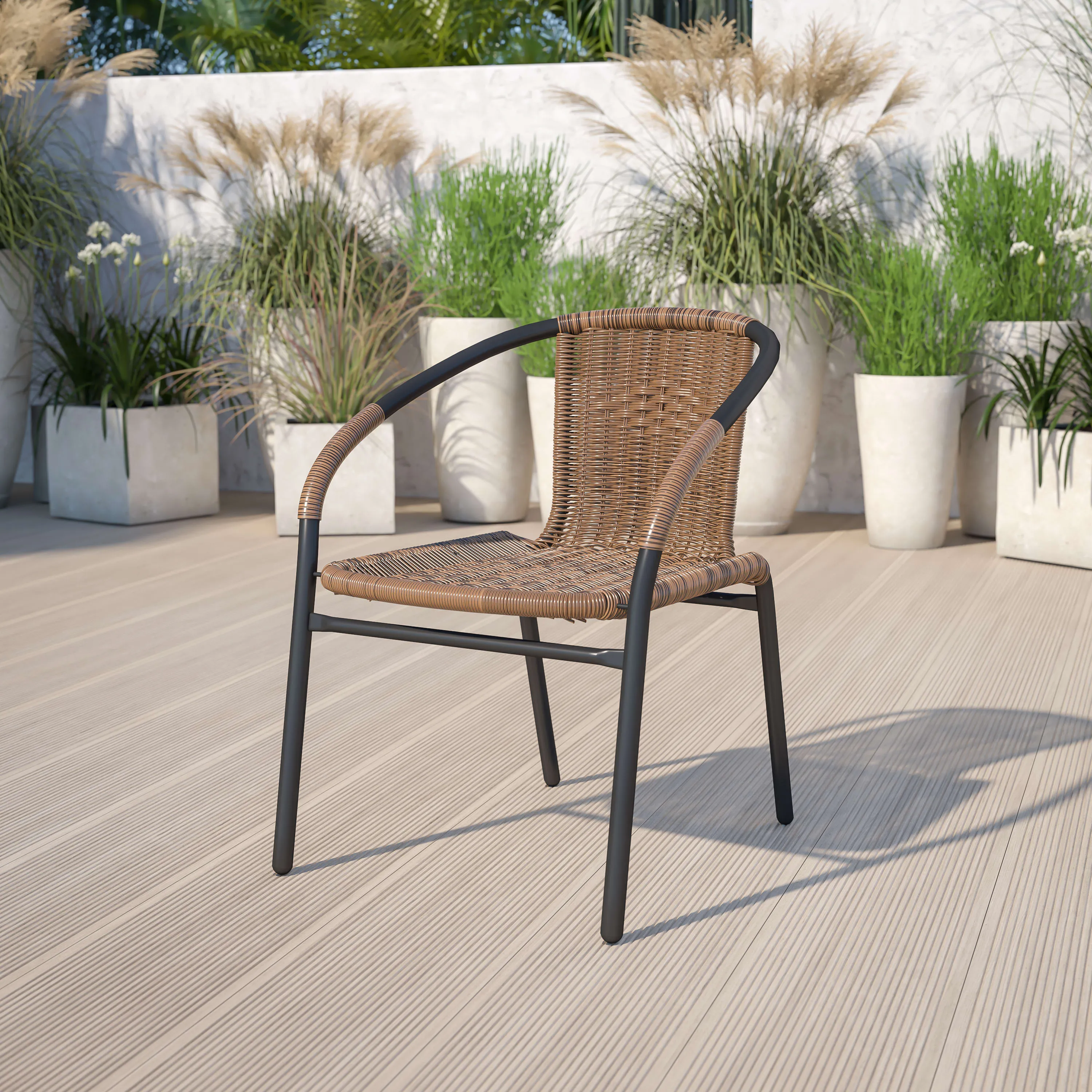 Lila Rattan Indoor-Outdoor Restaurant Stack Chair