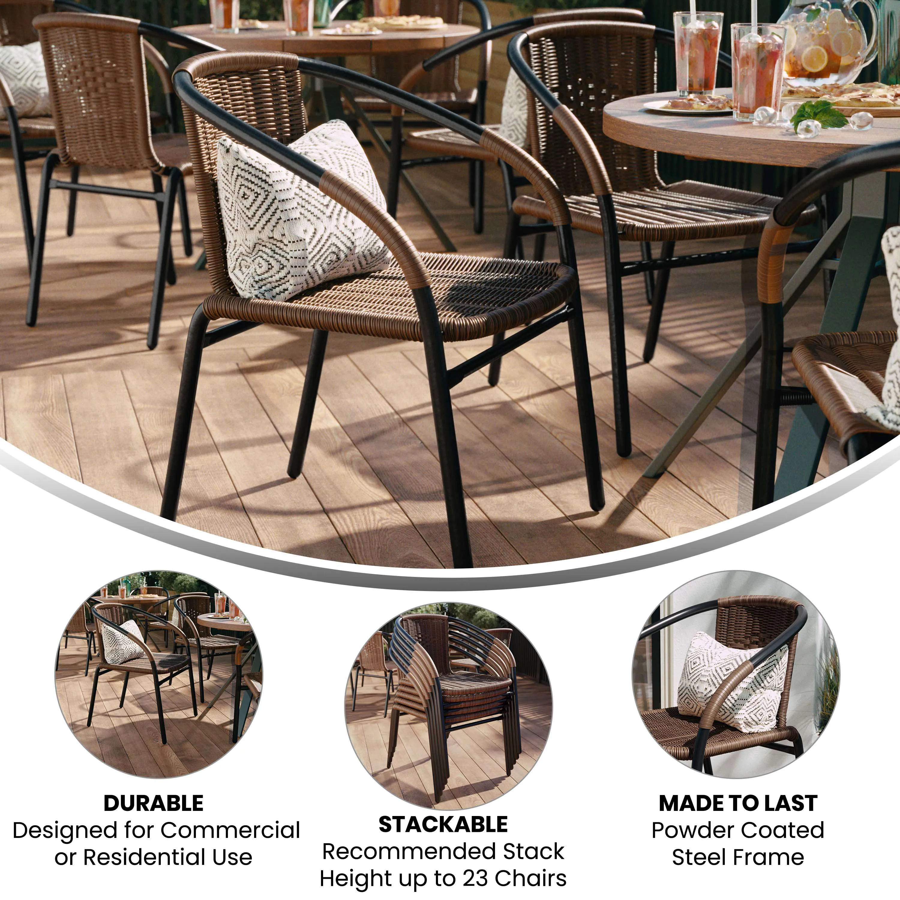 Lila Rattan Indoor-Outdoor Restaurant Stack Chair