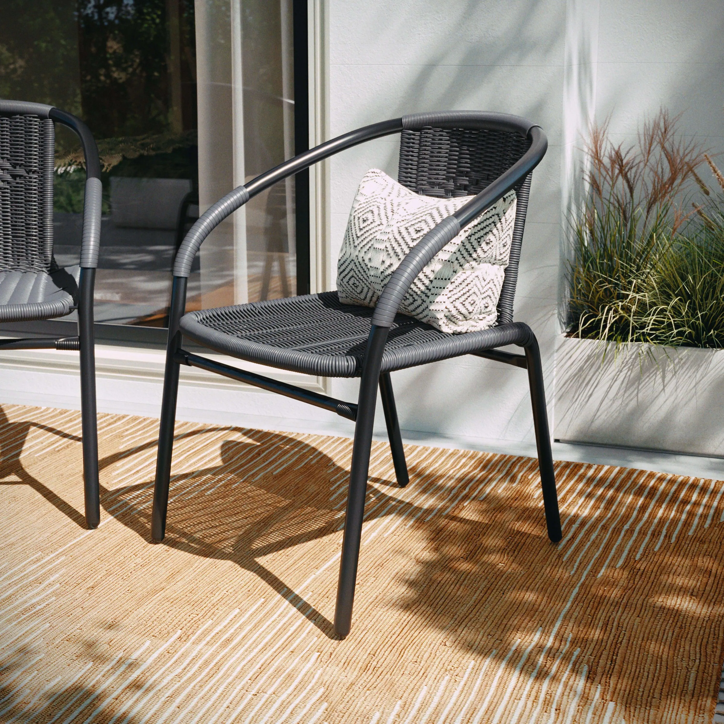 Lila Rattan Indoor-Outdoor Restaurant Stack Chair