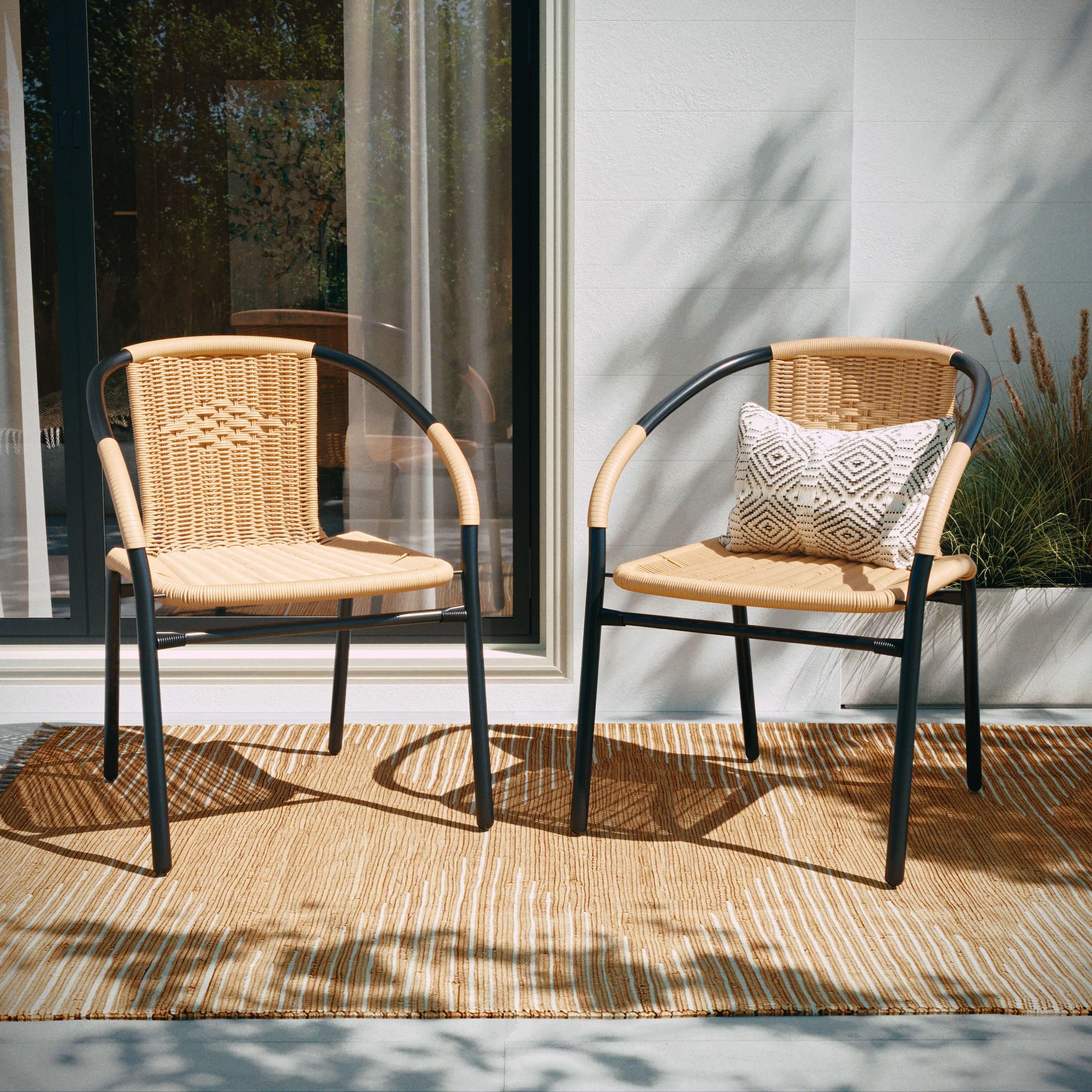 Lila Rattan Indoor-Outdoor Restaurant Stack Chair