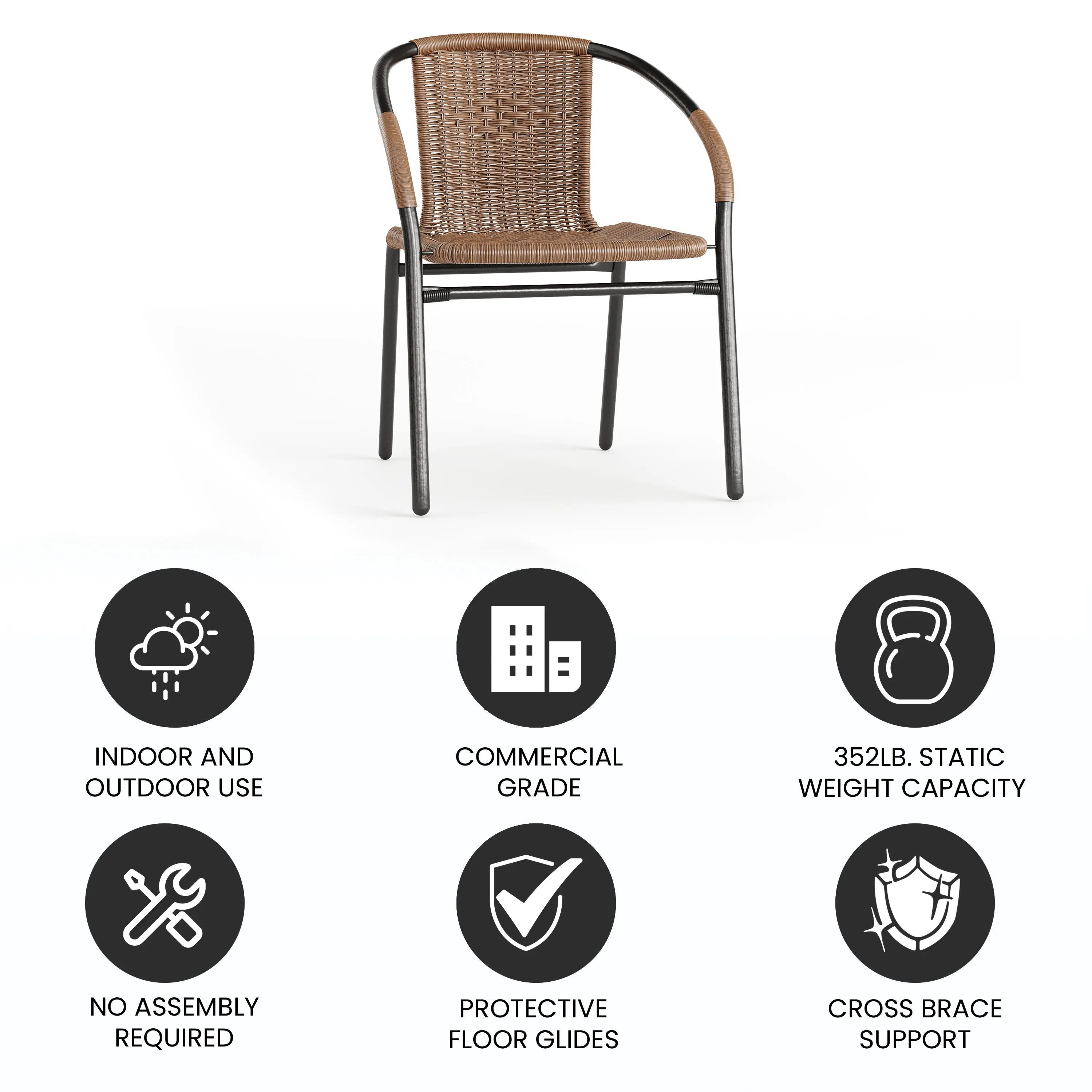 Lila Rattan Indoor-Outdoor Restaurant Stack Chair