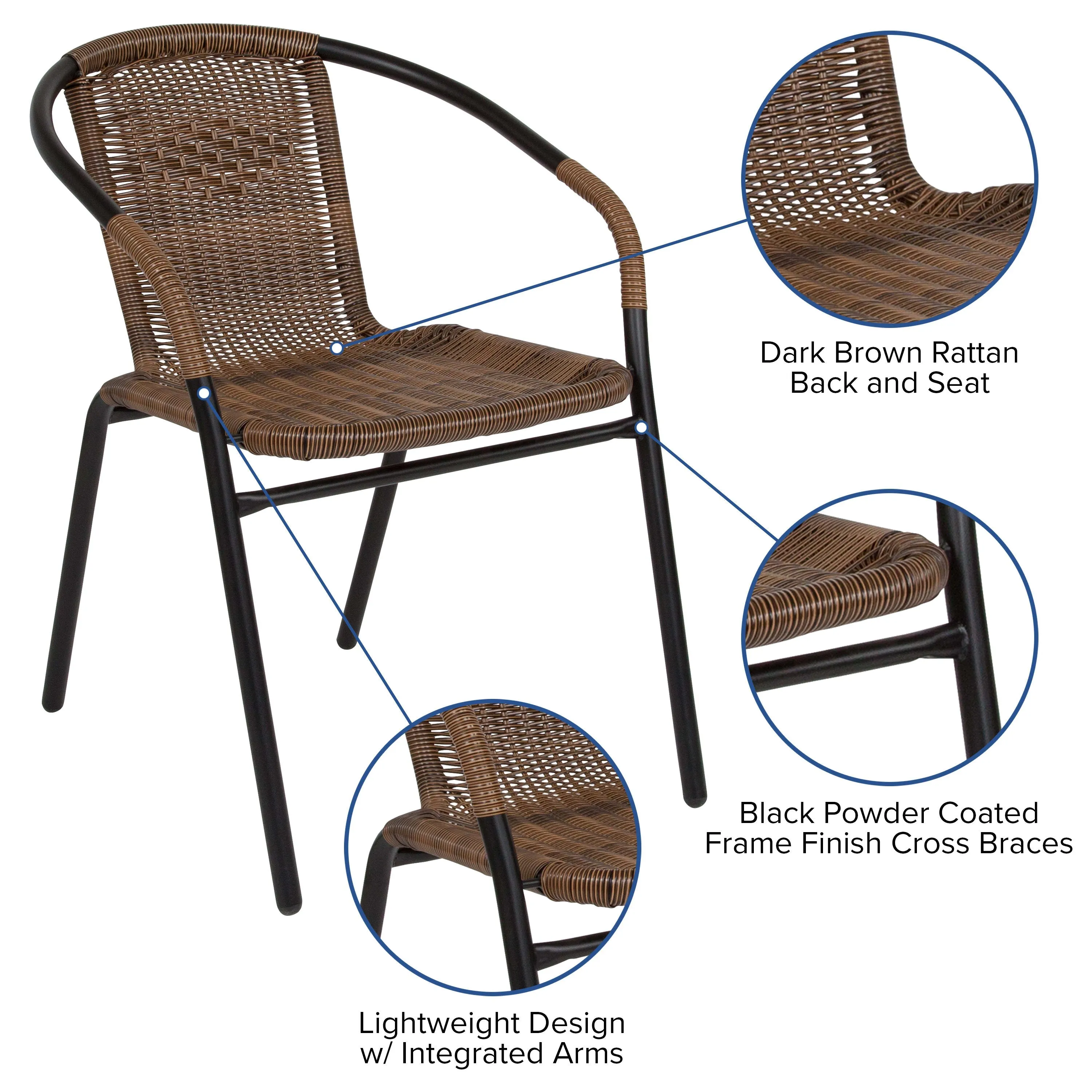 Lila Rattan Indoor-Outdoor Restaurant Stack Chair