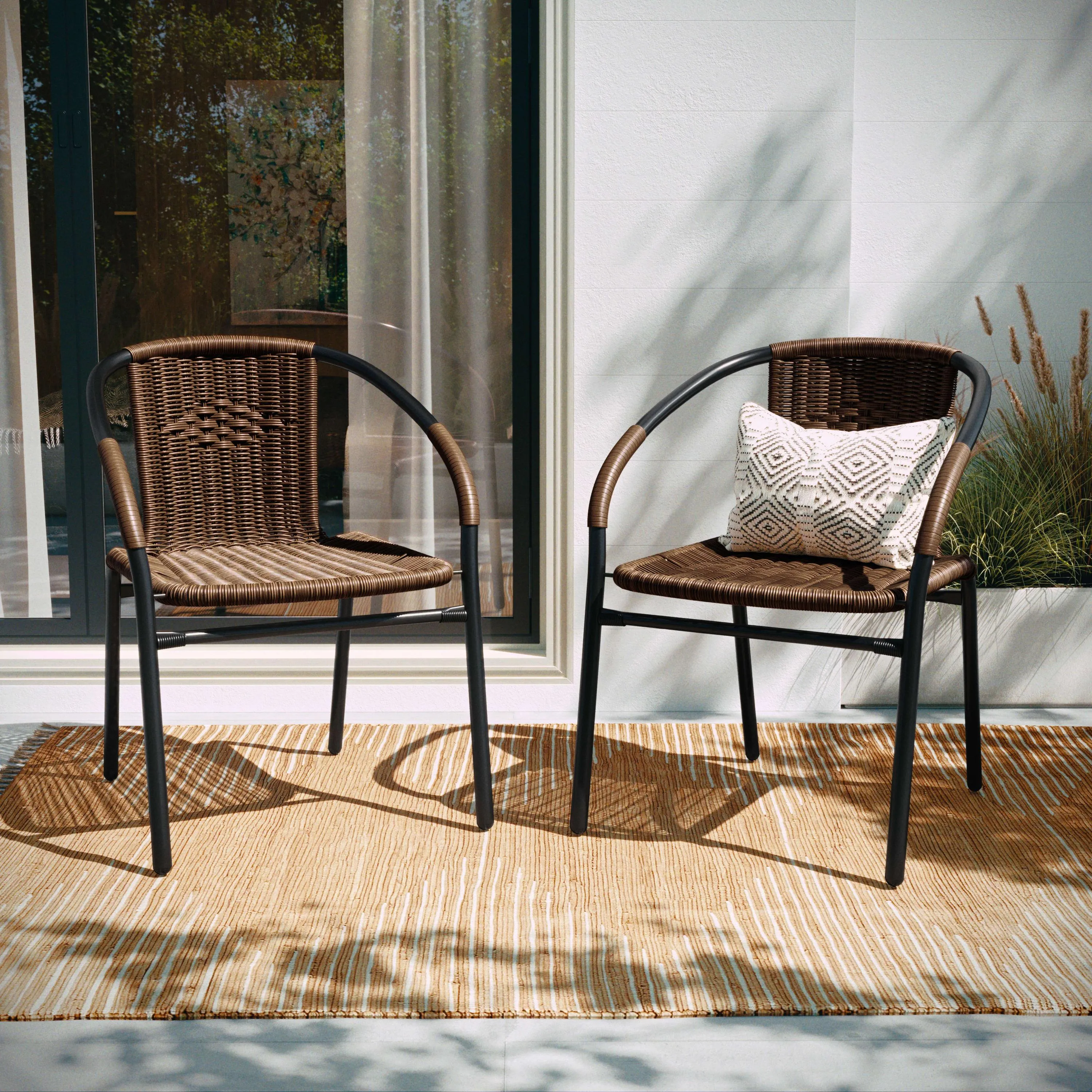 Lila Rattan Indoor-Outdoor Restaurant Stack Chair