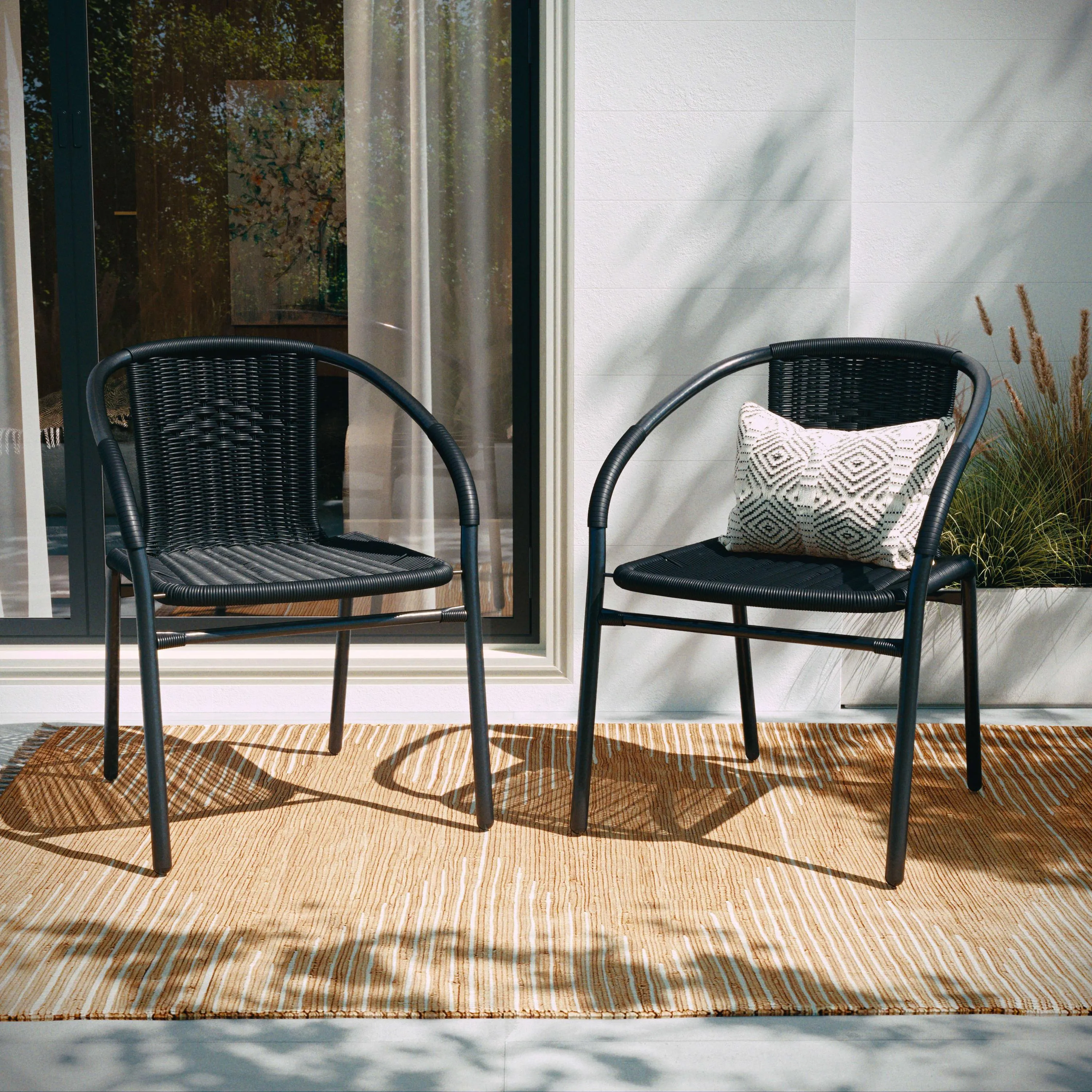 Lila Rattan Indoor-Outdoor Restaurant Stack Chair