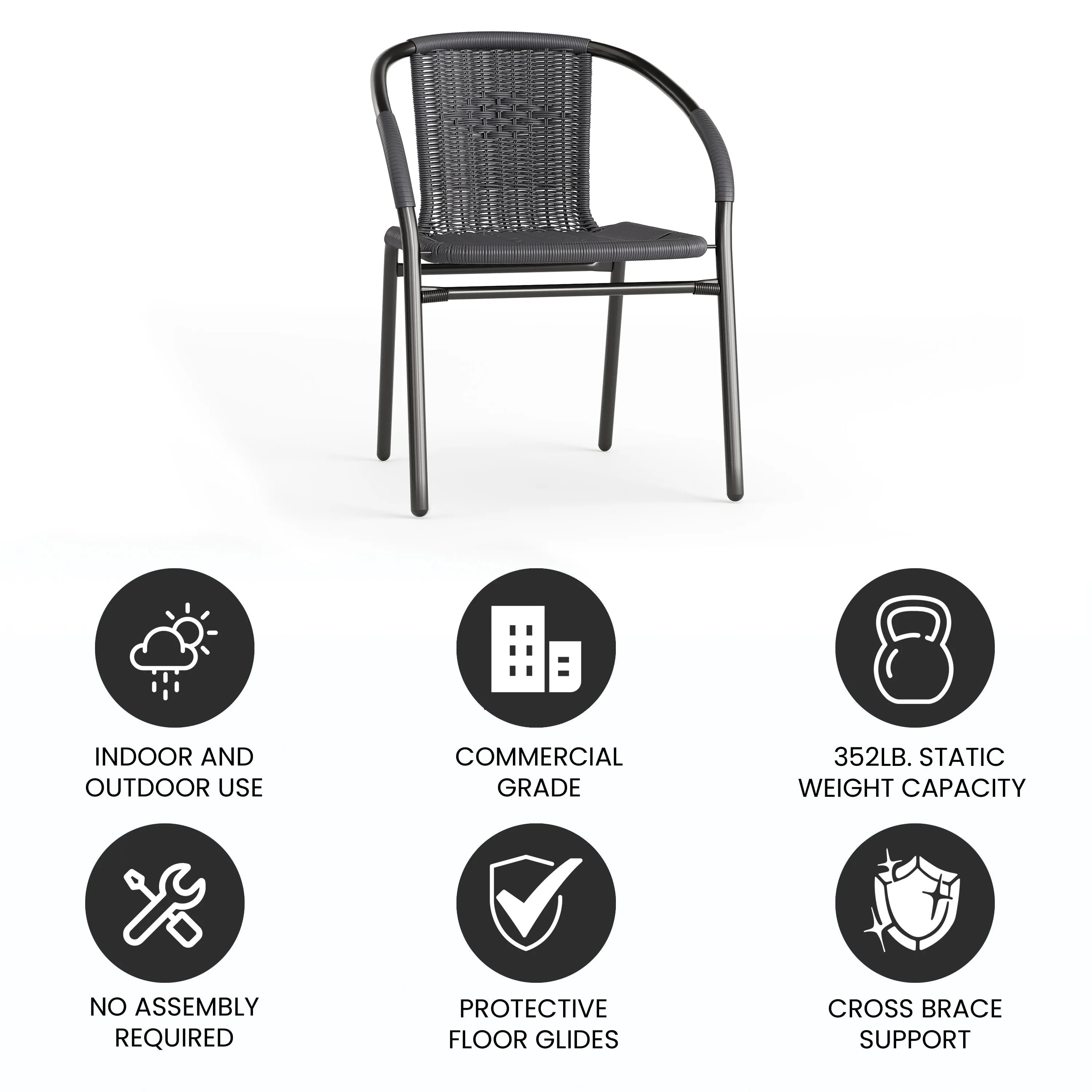 Lila Rattan Indoor-Outdoor Restaurant Stack Chair