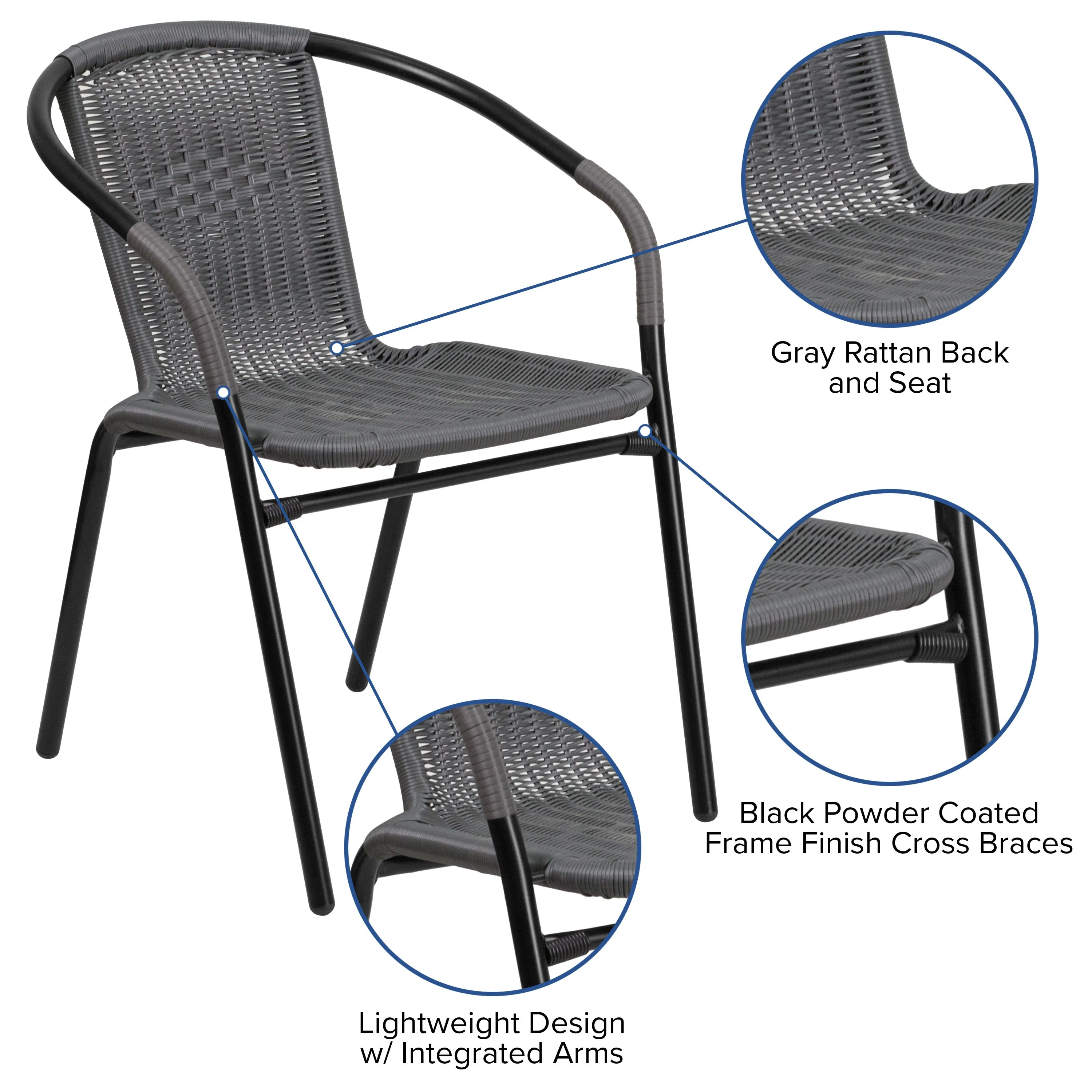 Lila Rattan Indoor-Outdoor Restaurant Stack Chair