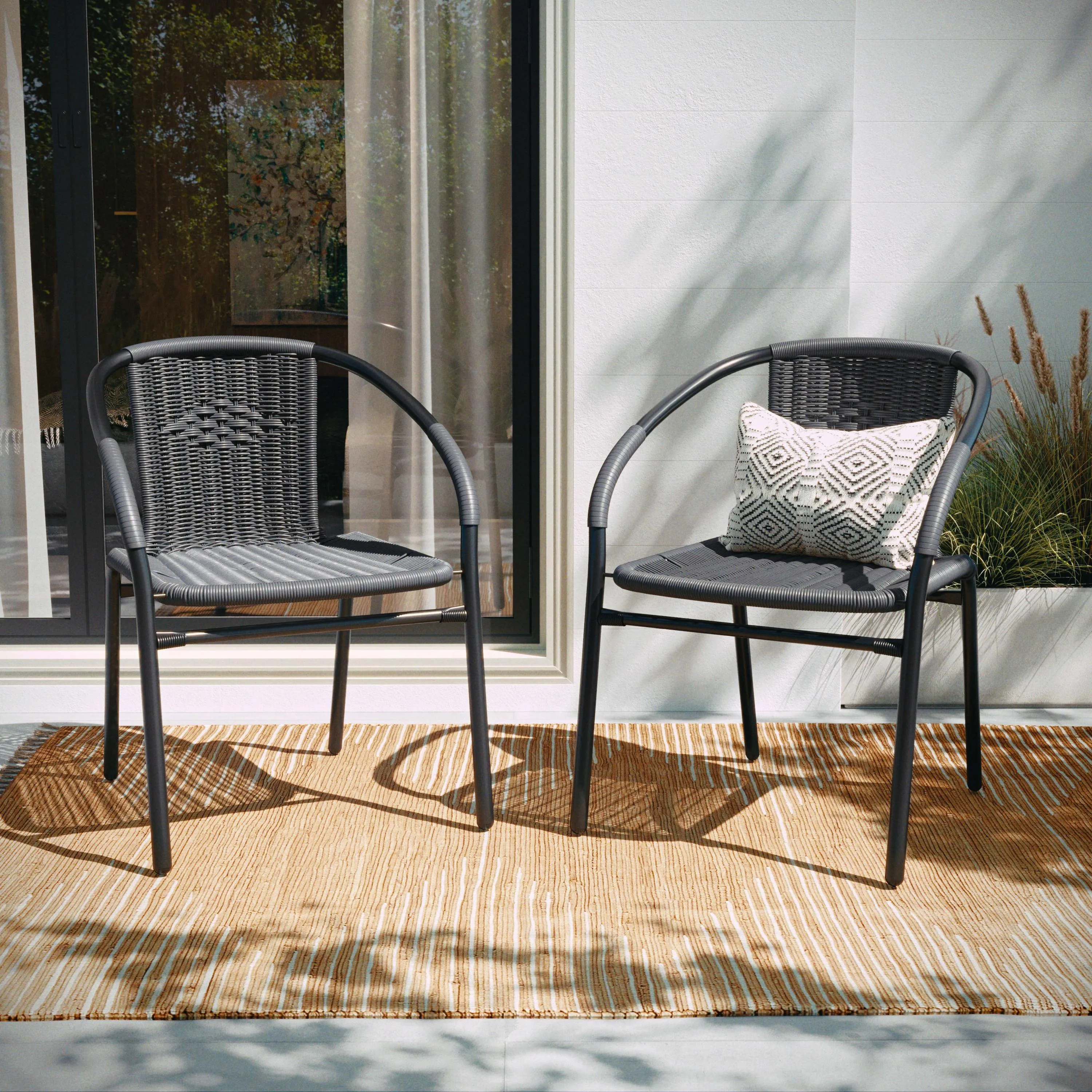 Lila Rattan Indoor-Outdoor Restaurant Stack Chair