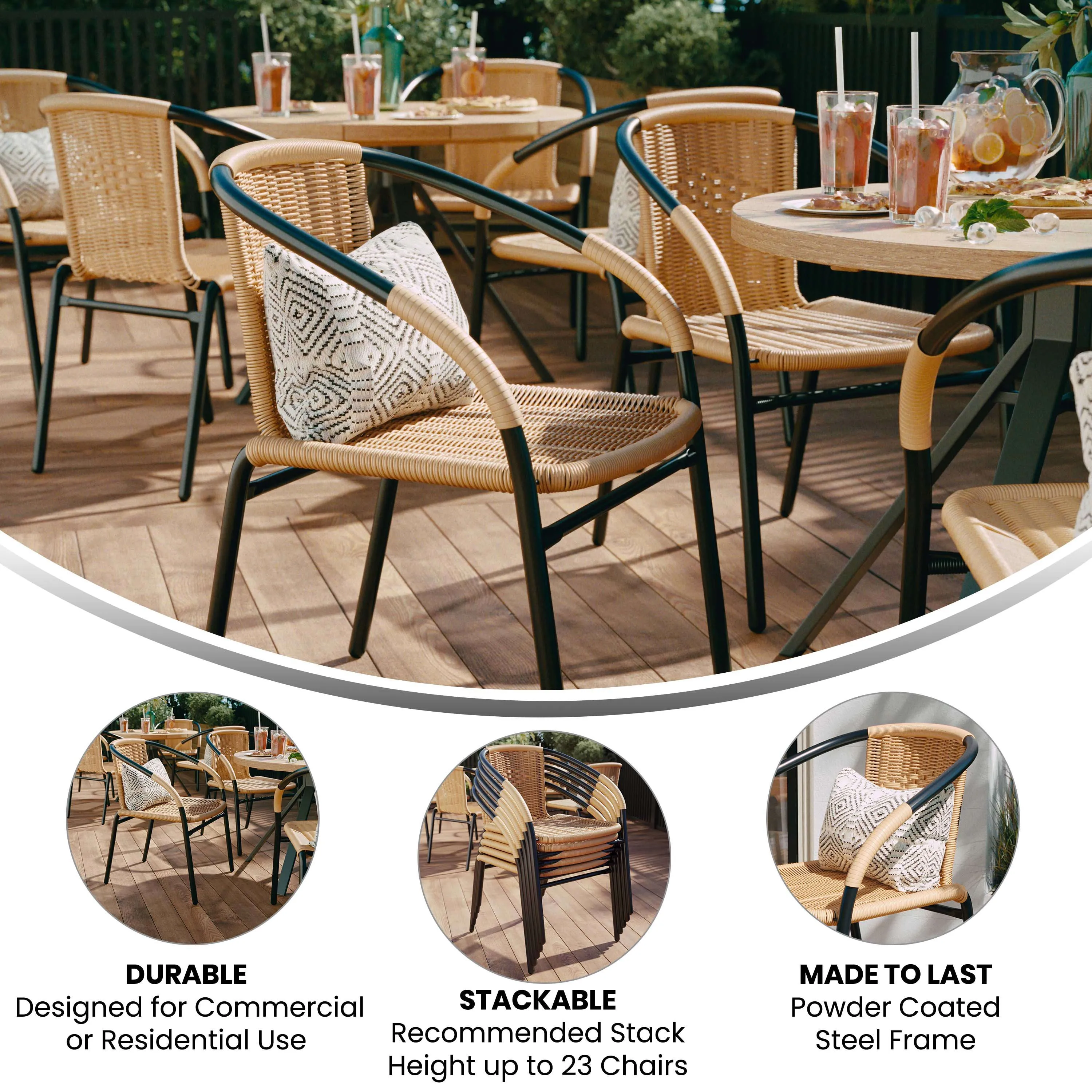 Lila Rattan Indoor-Outdoor Restaurant Stack Chair