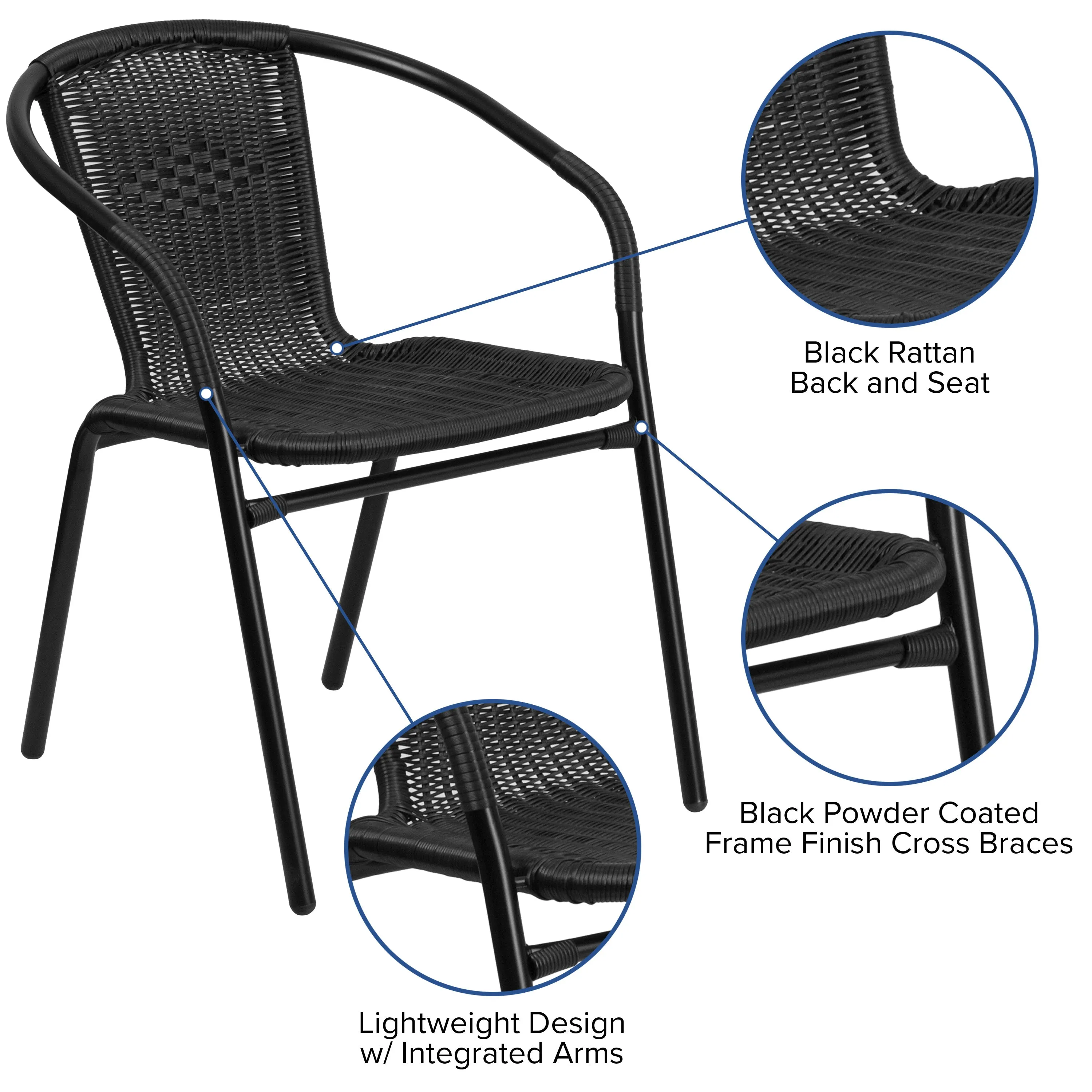 Lila Rattan Indoor-Outdoor Restaurant Stack Chair