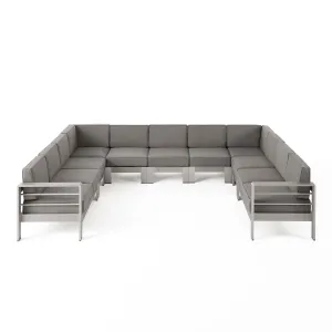 Melissa Outdoor 11 Seater Aluminum U-Shaped Sofa Sectional