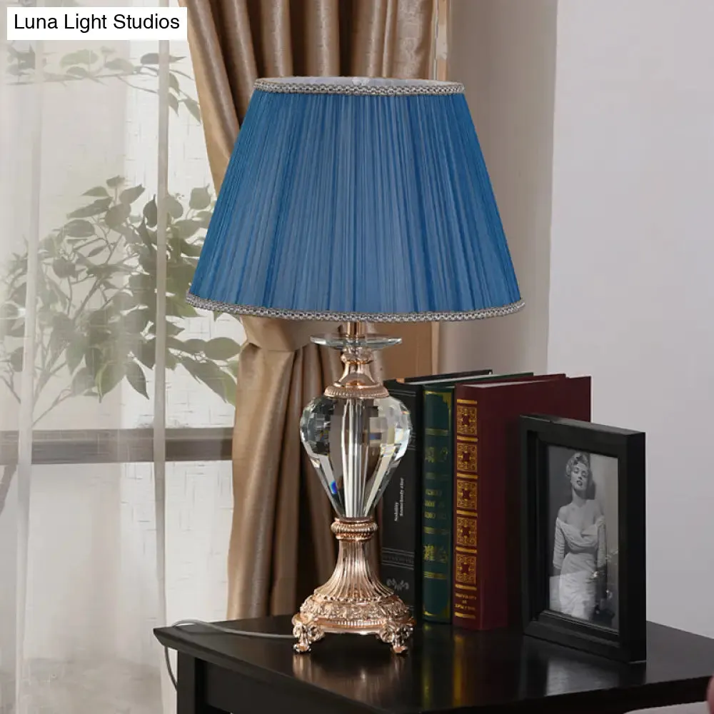 Modern Blue Shaded Desk Lamp with Copper Metal Base - 1 Bulb Table Light