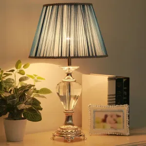 Modern Blue Shaded Desk Lamp with Copper Metal Base - 1 Bulb Table Light