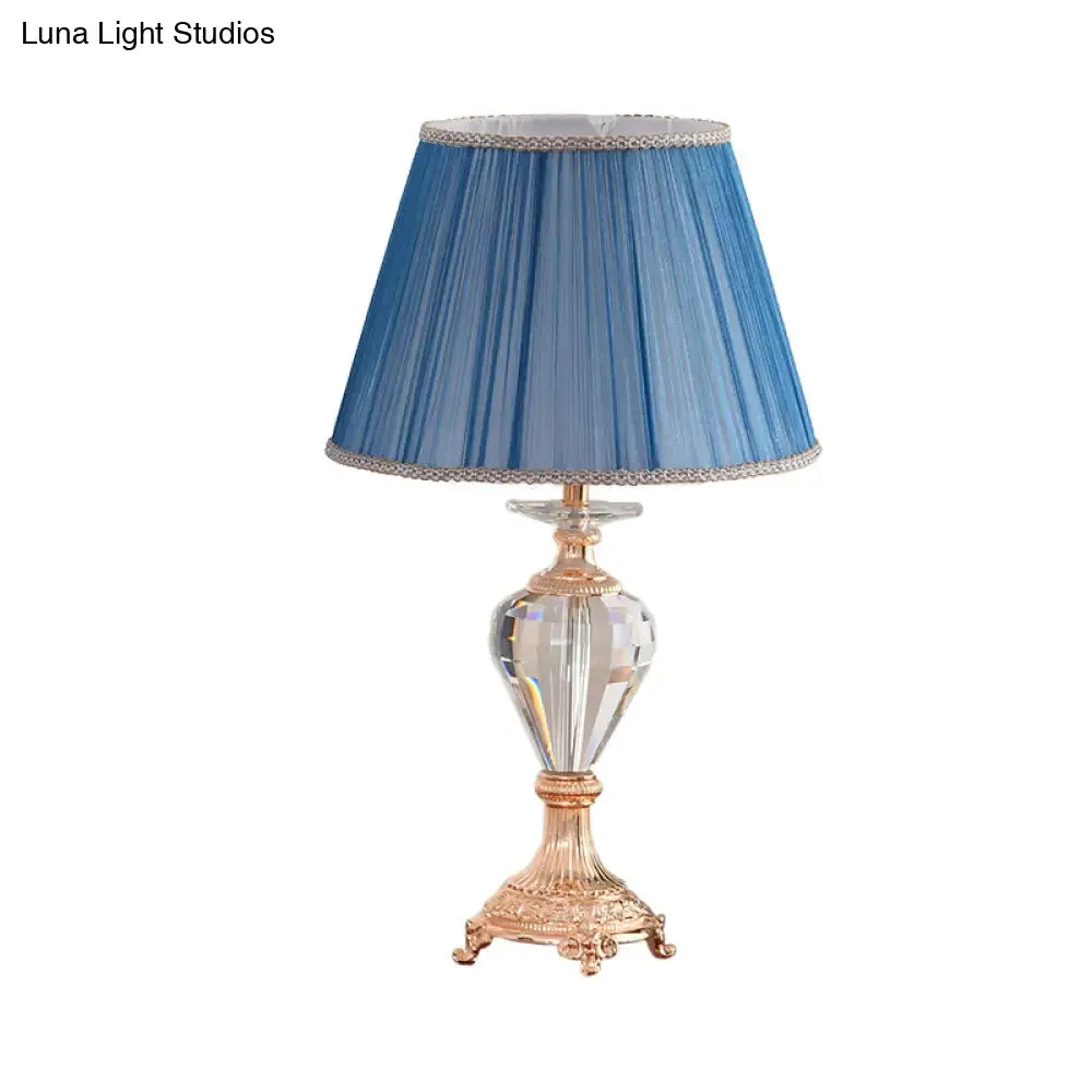 Modern Blue Shaded Desk Lamp with Copper Metal Base - 1 Bulb Table Light