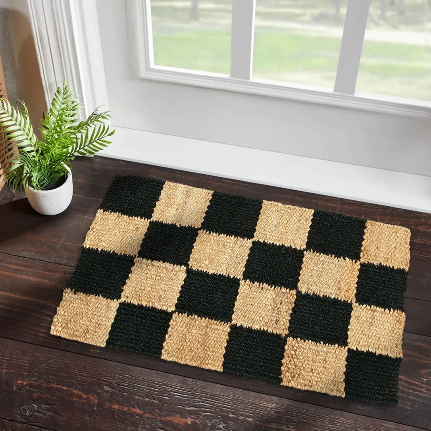 OnlyMat Chess Luxe Rug - Handmade Jute Carpet - Organic and Sustainable