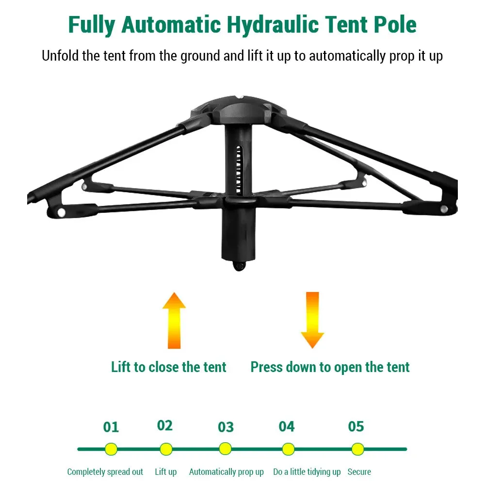 Outdoor Automatic Quick Open Tent 190T Waterproof Square Top Camping Tent with Mesh Windows 3-4 Person Instant Setup Tent