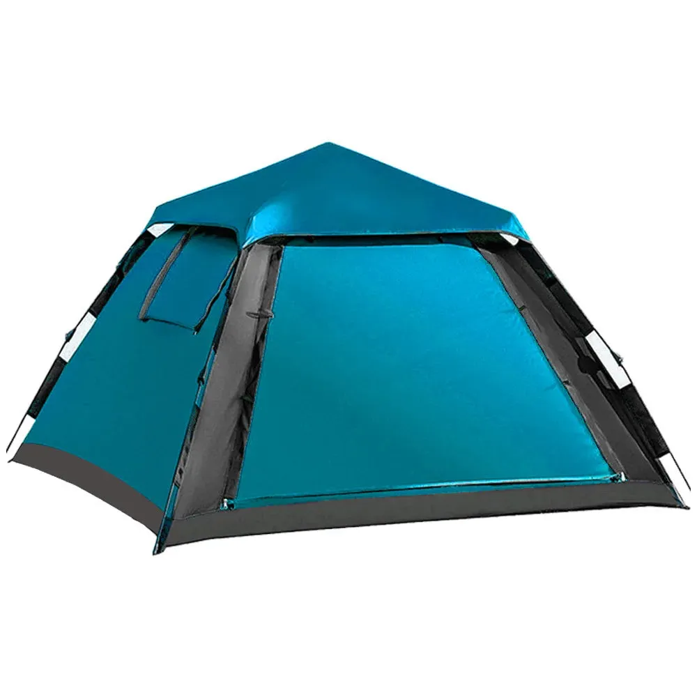 Outdoor Automatic Quick Open Tent 190T Waterproof Square Top Camping Tent with Mesh Windows 3-4 Person Instant Setup Tent