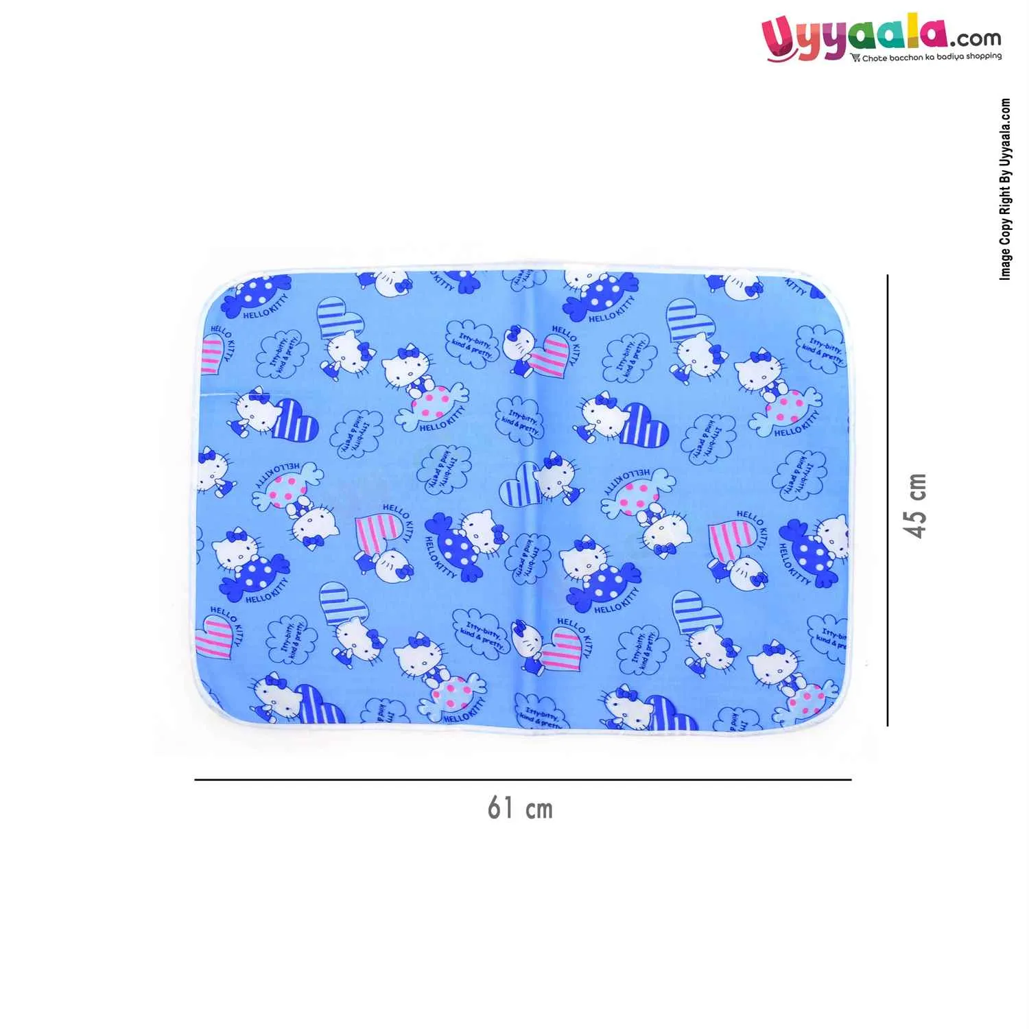 Plastic Sleeping Mats Water Proof Bed Protector With Foam Cushioned for Babies Hello Kitty Print Small