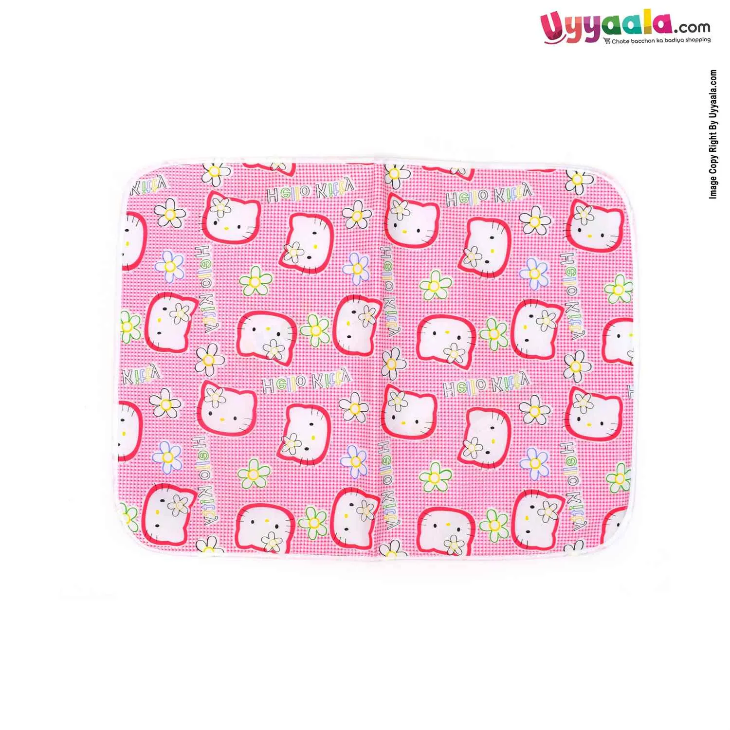 Plastic Sleeping Mats Water Proof Bed Protector With Foam Cushioned for Babies Hello Kitty Print Small