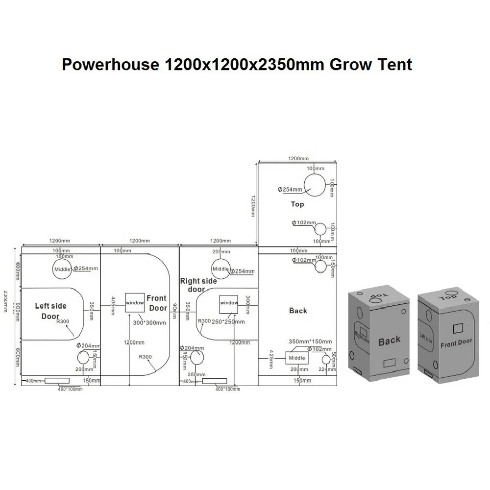 POWER HOUSE GROW TENT 2.35 HIGH TOP